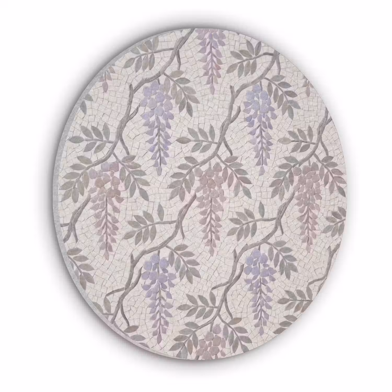 Bloemen - Mozaïek - Natuur - Patroon - Paars Akoestische PET Vilt - Rond klein -3d