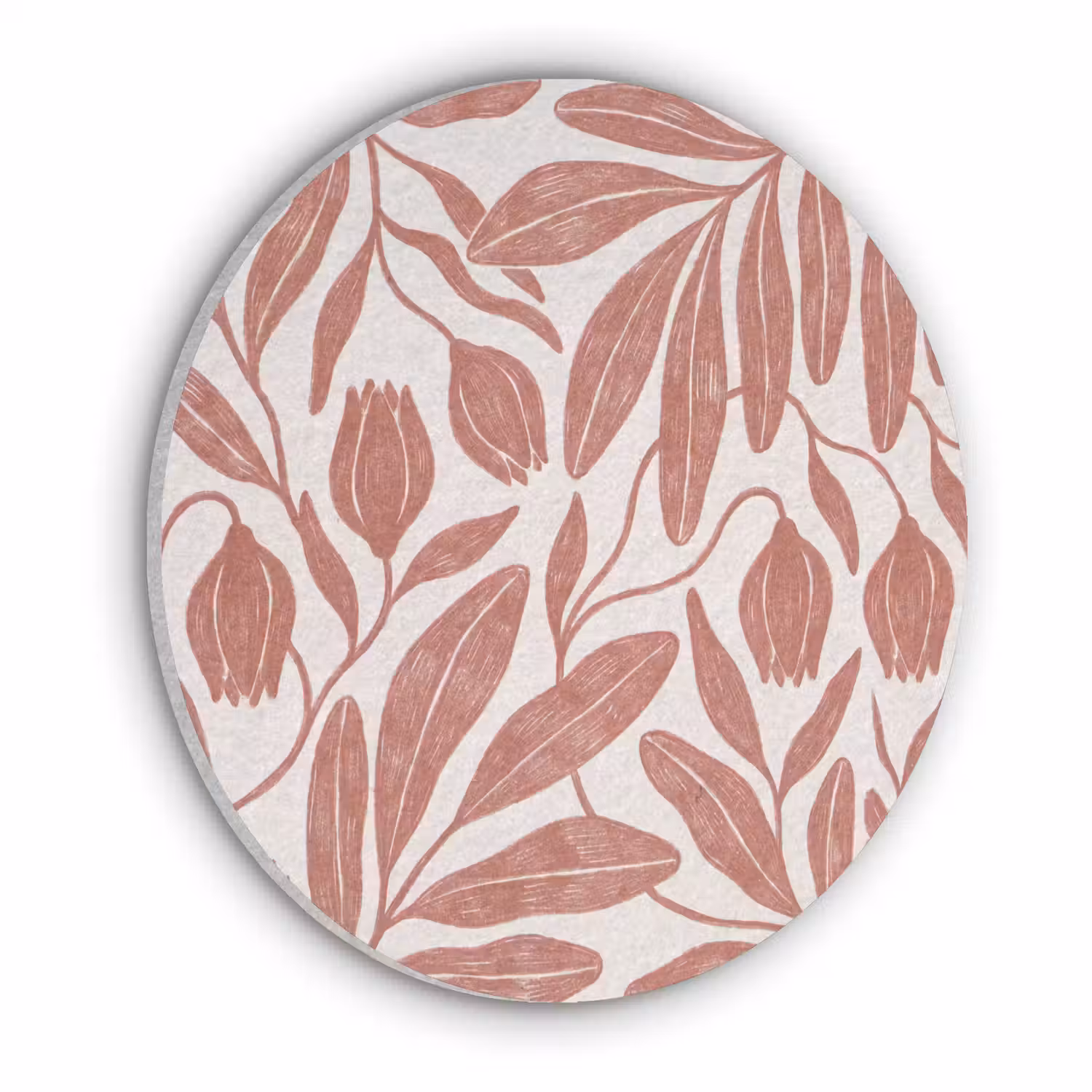 Bloemen - Patroon - Modern - Natuur - Bruin Akoestische PET Vilt - Rond klein -3d