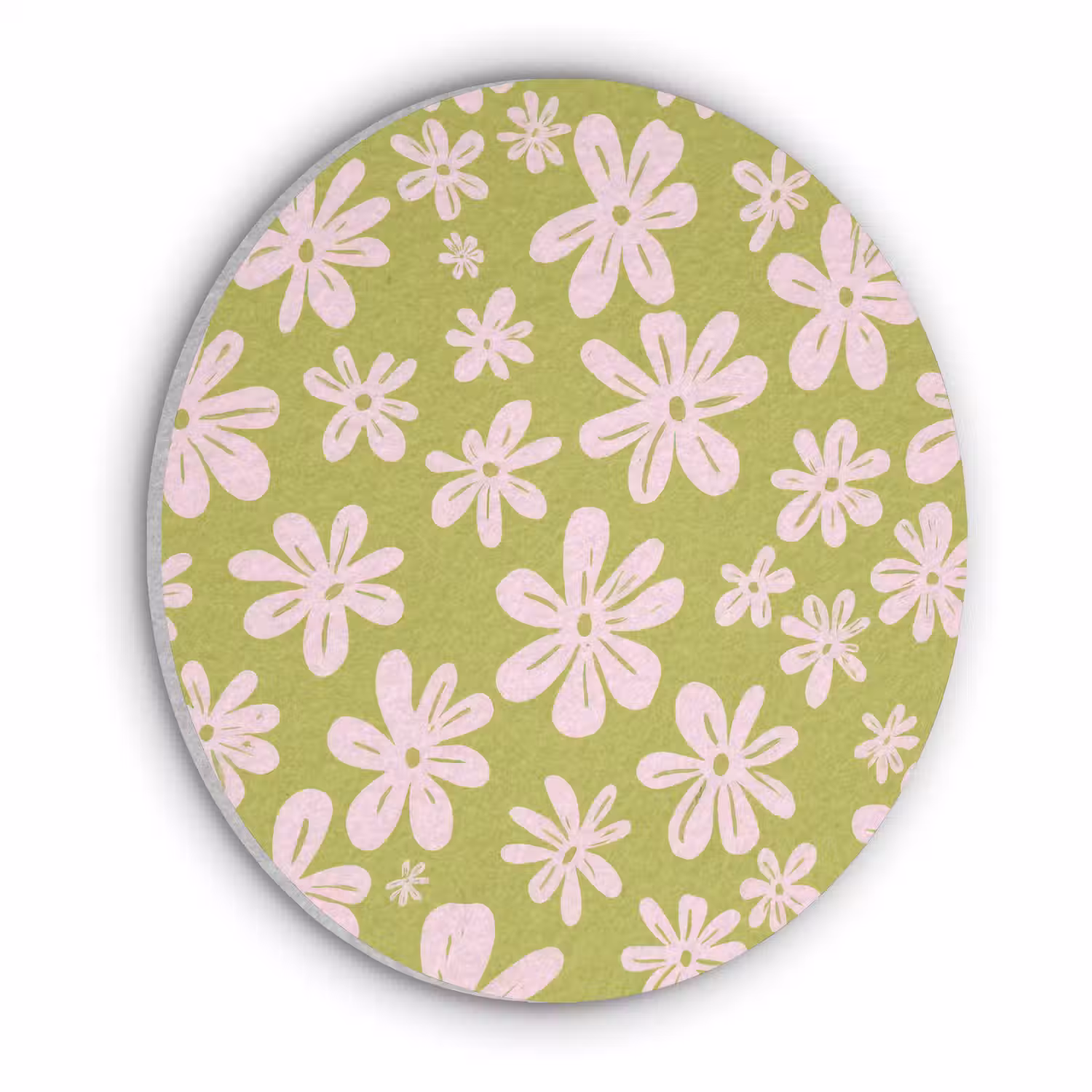 Bloemen - Roze - Getekend - Patroon Akoestische PET Vilt - Rond klein -3d