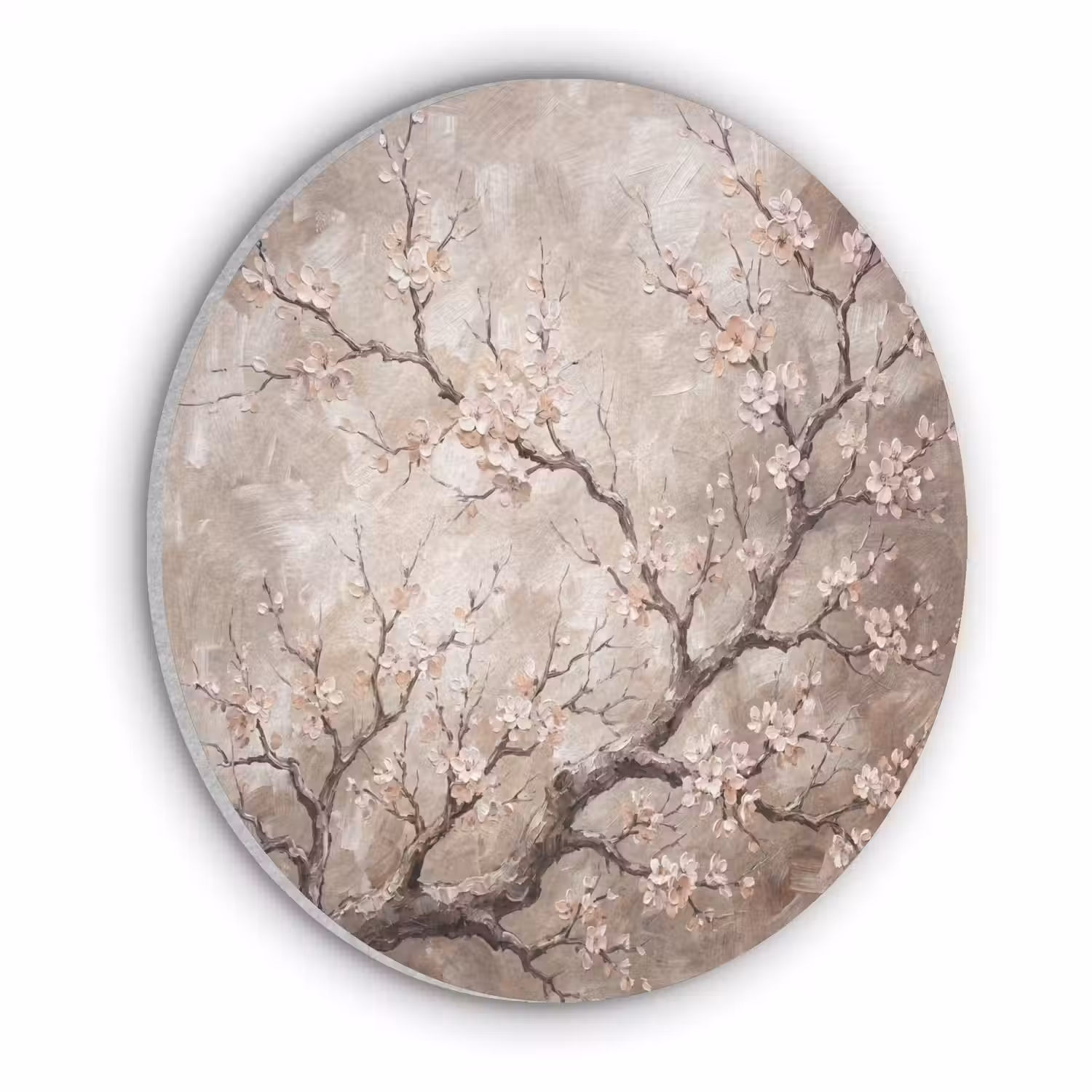 Bloesem - Takken - Schilderij - Beige - Serene Akoestische PET Vilt - Rond klein -3d