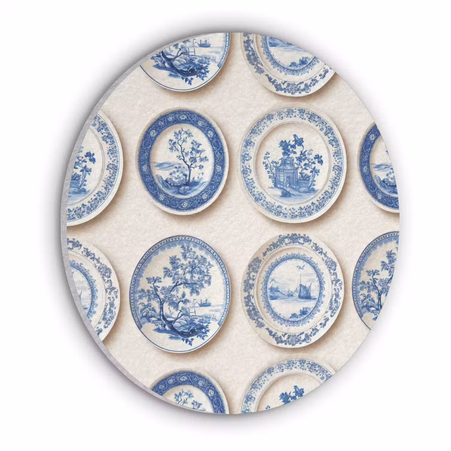 Borden - Bomen - Planten - Blauw Akoestische PET Vilt - Rond klein 838 -3d