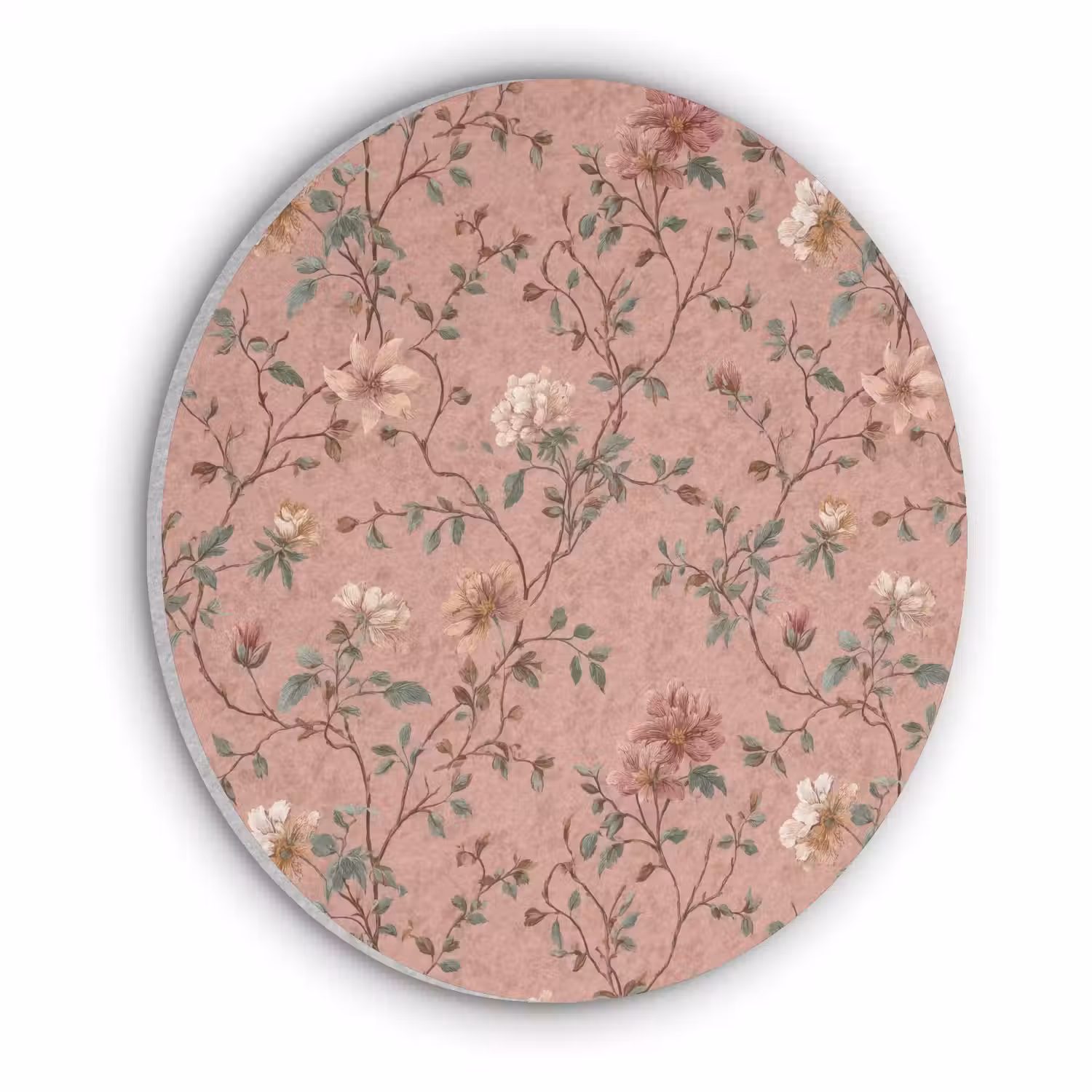 Botanisch - Bloemen - Roze Akoestische PET Vilt - Rond klein 838 -3d