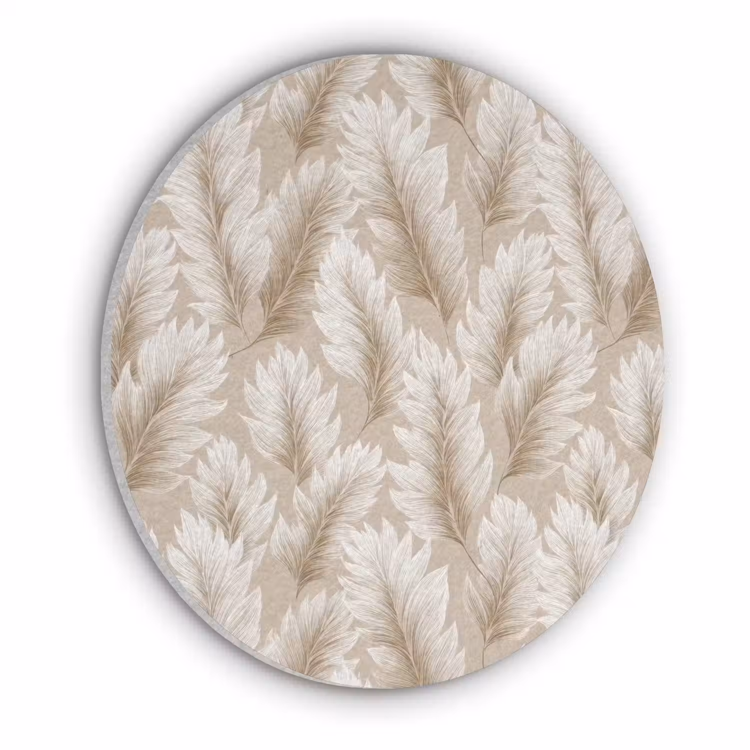 Botanisch - Patroon - Beige Akoestische PET Vilt - Rond klein 838 -3d
