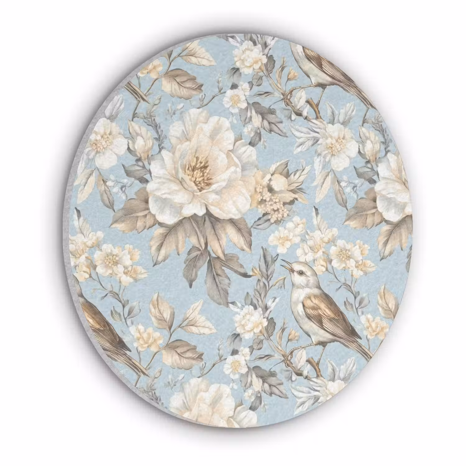 Botanisch - Zangvogel - Blauw Akoestische PET Vilt - Rond klein 838 -3d