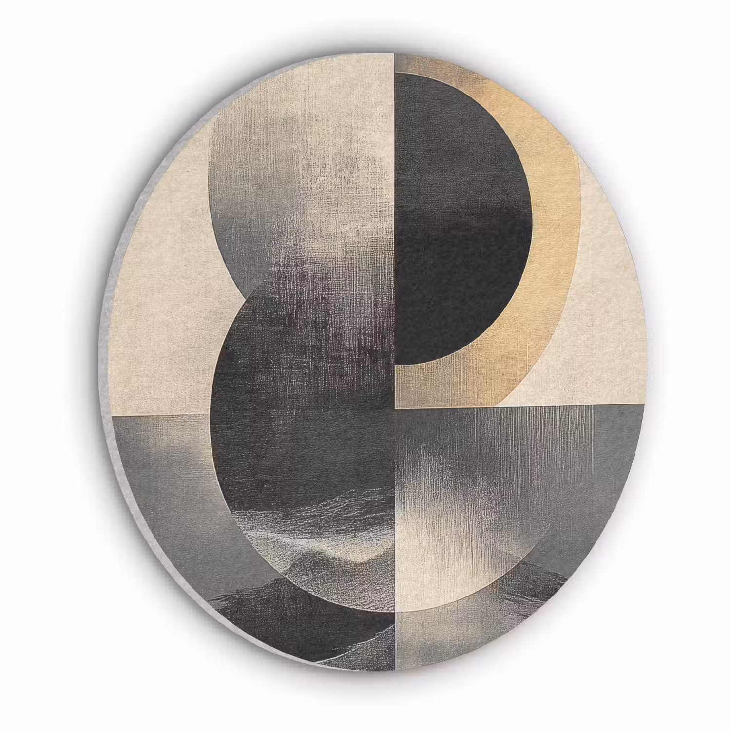 Cirkels - Schaduw - Abstract Akoestische PET Vilt - Rond klein -3d