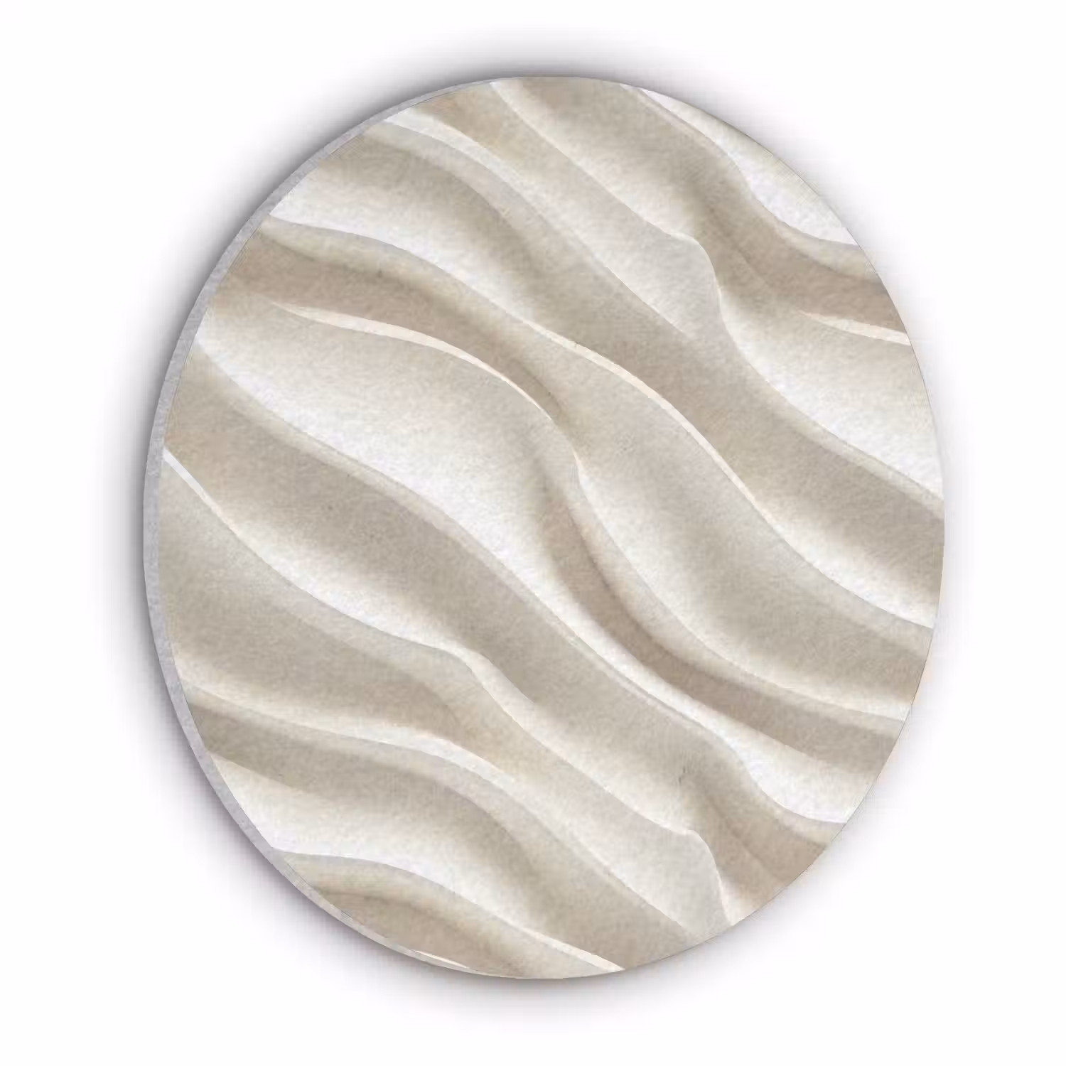 Diagonaal - Golven - Crème Akoestische PET Vilt - Rond klein 838 -3d