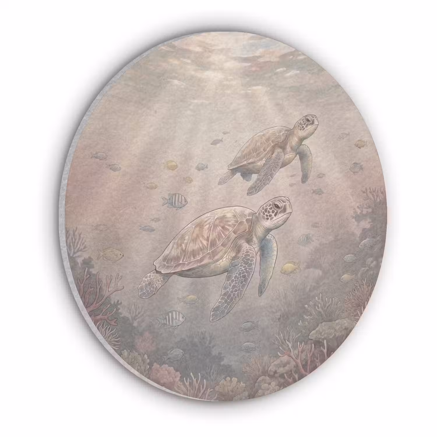 Dier - Onderwater - Oceaan - Illustratie - Zeeleven Akoestische PET Vilt - Rond klein -3d