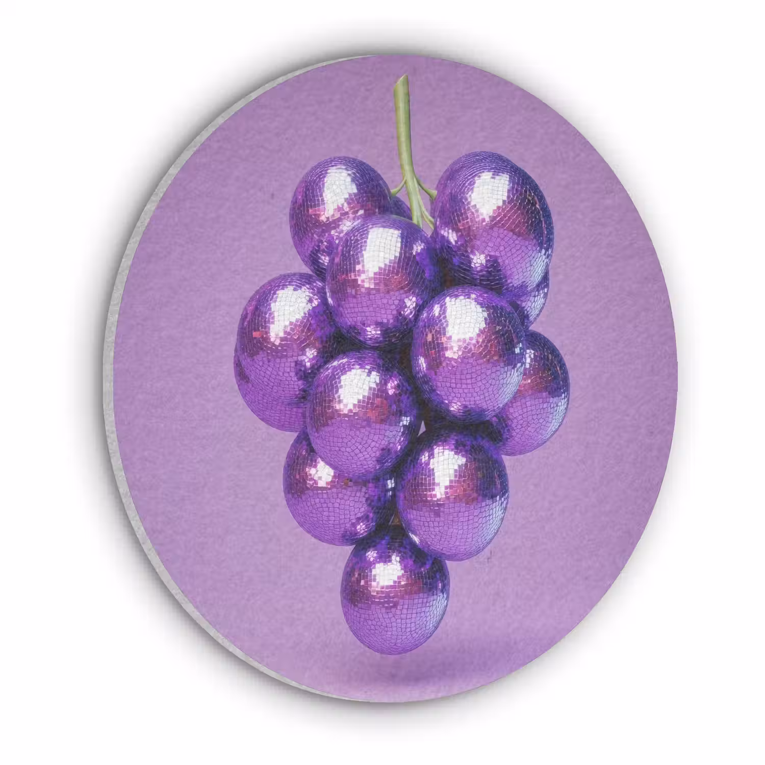 Druif - Disco - Glitter - Paars Akoestische PET Vilt - Rond klein -3d
