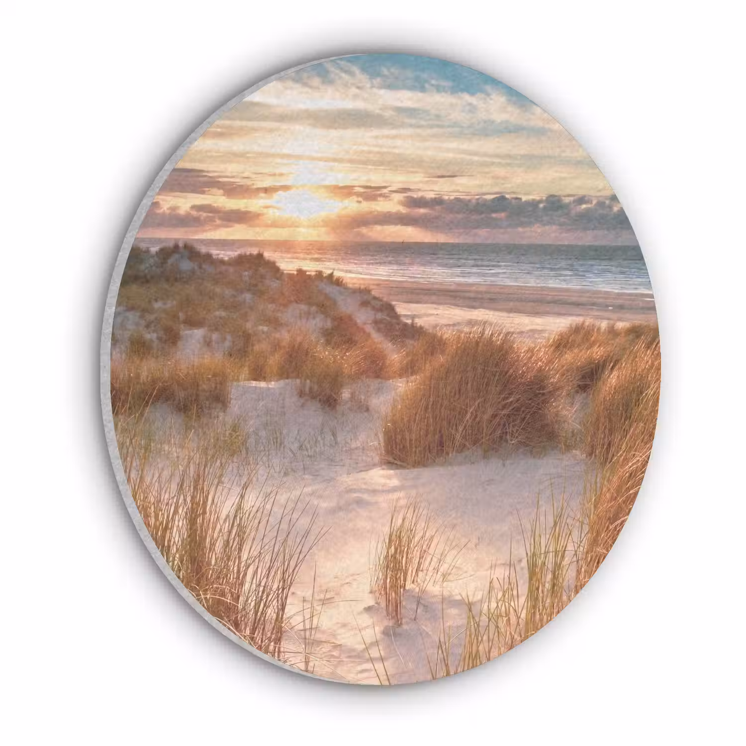 Duin - Planten - Zonsondergang - Strand - Zee Akoestische PET Vilt - Rond klein -3d