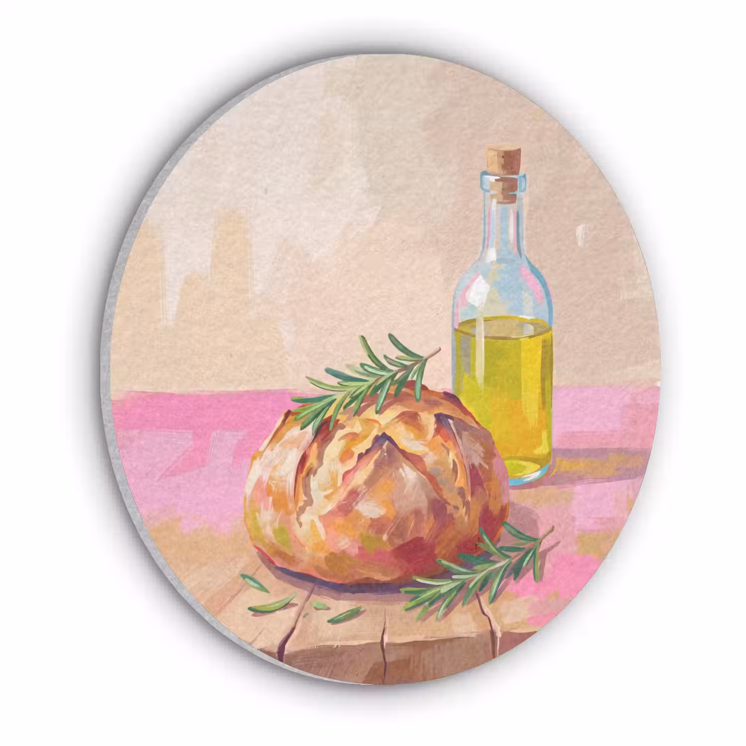 Eten - Brood - Olijfolie - Abstract - Keuken Akoestische PET Vilt - Rond klein -3d