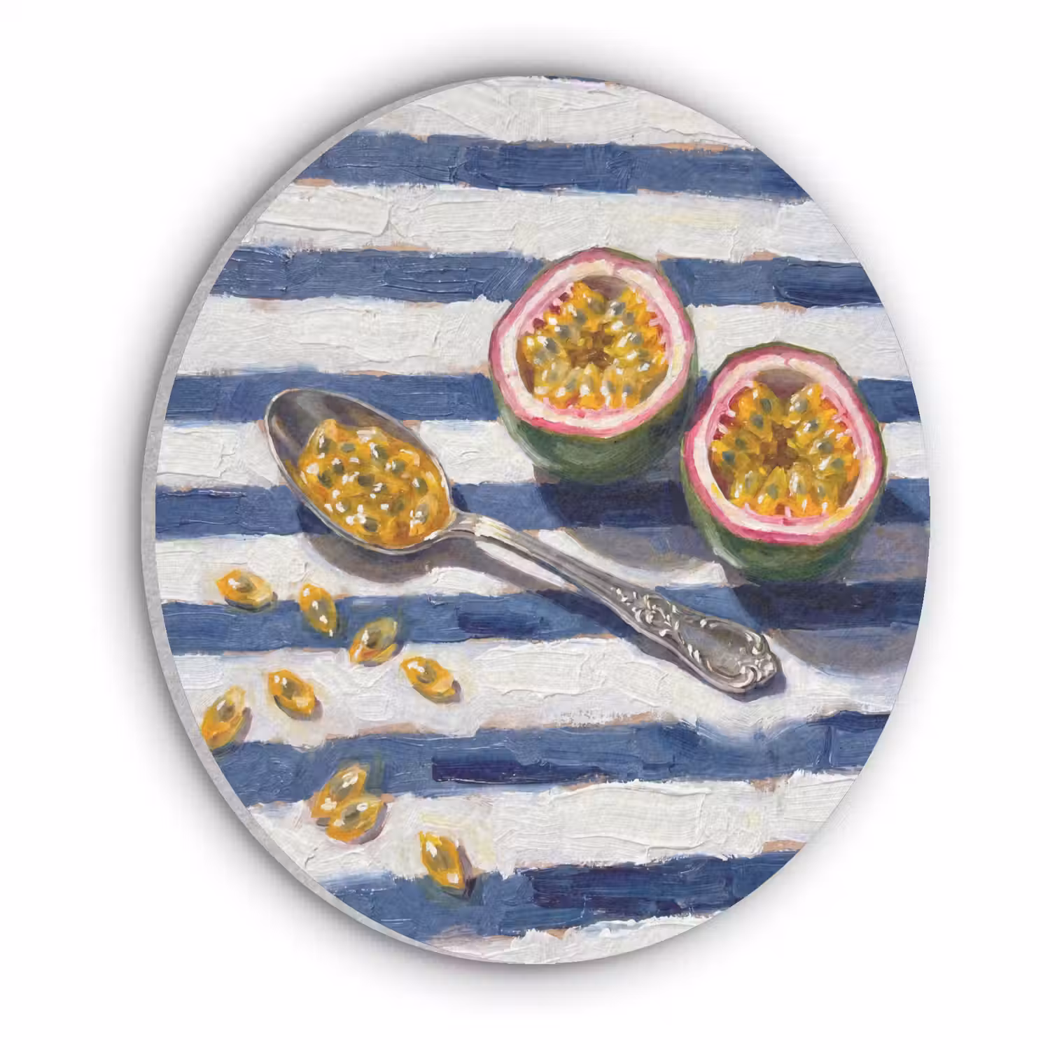 Eten - Passievrucht - Tropisch - Modern - Kleurrijk Akoestische PET Vilt - Rond klein -3d