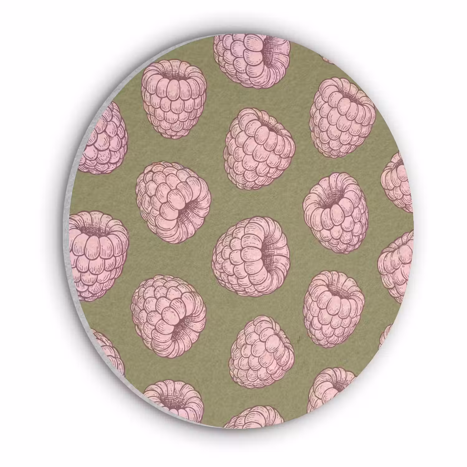 Eten - Patroon - Illustratie - Roze - Groen Akoestische PET Vilt - Rond klein -3d