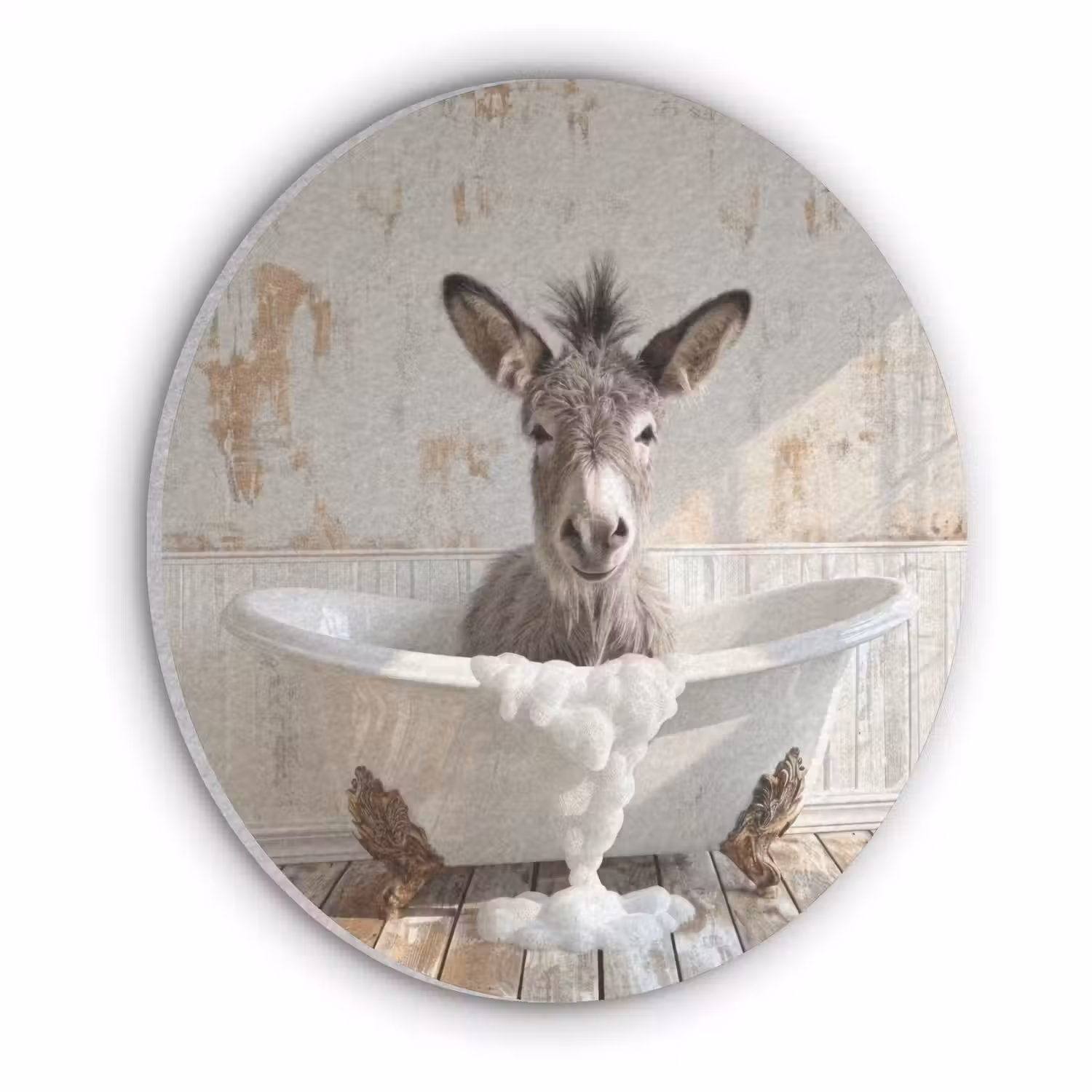 Ezel - Dieren - Badkuip - Schuim Akoestische PET Vilt - Rond klein -3d