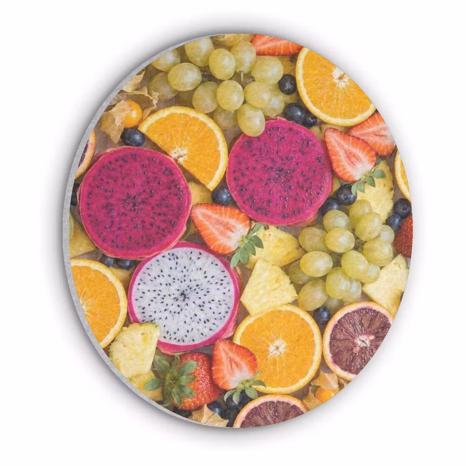 Fruit - Assortiment - Kleurrijk - Gezondheid Akoestische PET Vilt - Rond klein -3d