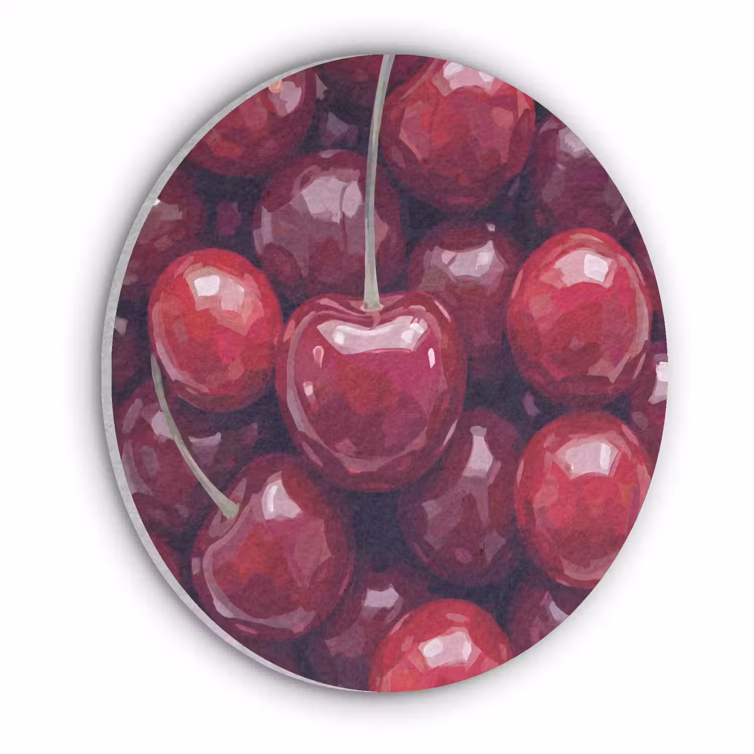 Fruit - Kersen - Eten - Modern - Rood Akoestische PET Vilt - Rond klein -3d