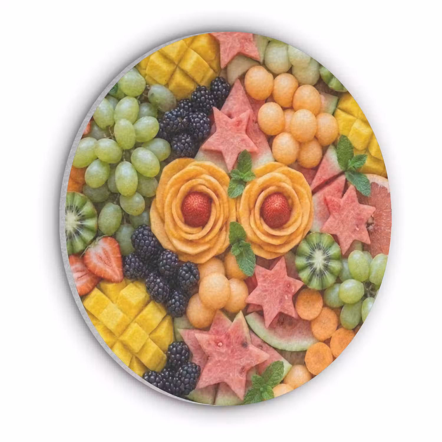 Fruit - Variatie - Kleurrijk - Vers - Eten Akoestische PET Vilt - Rond klein -3d
