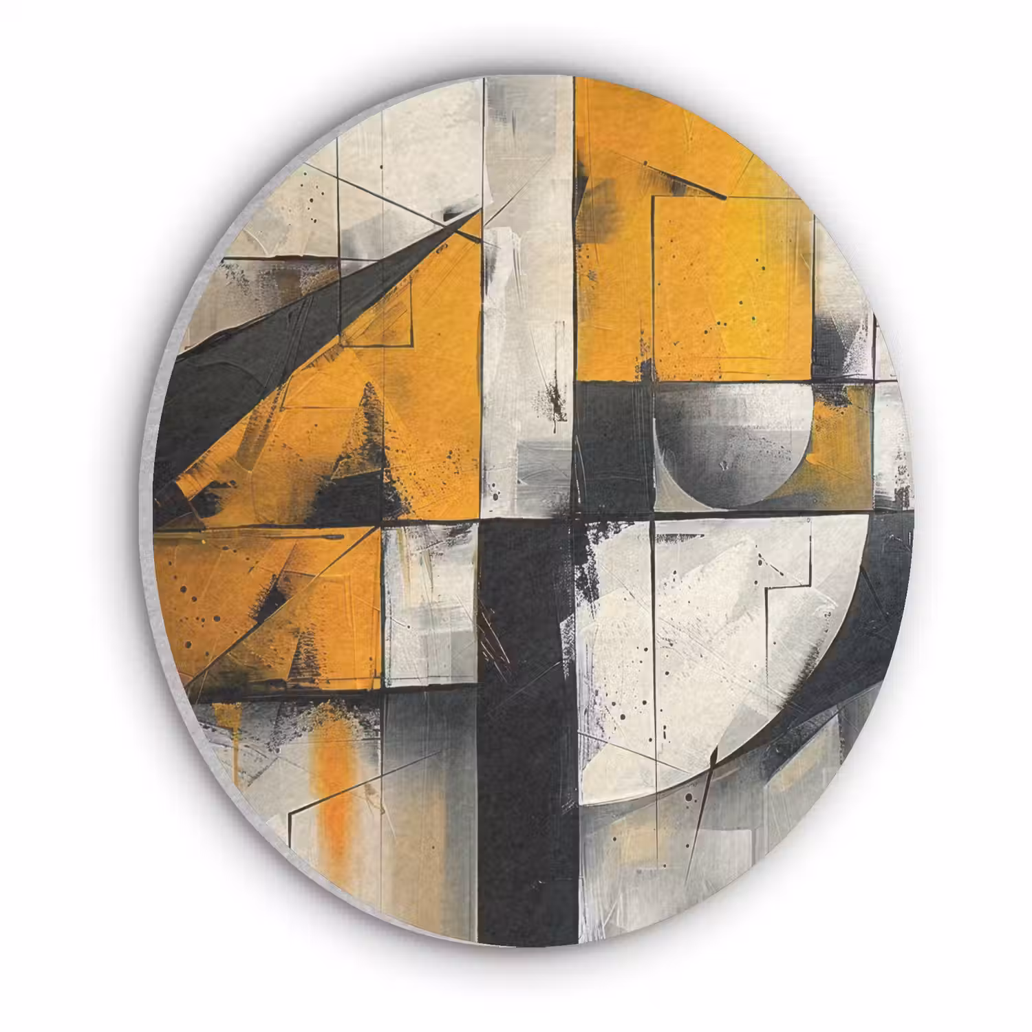 Geel - Abstract - Modern - Vormen Akoestische PET Vilt - Rond klein -3d