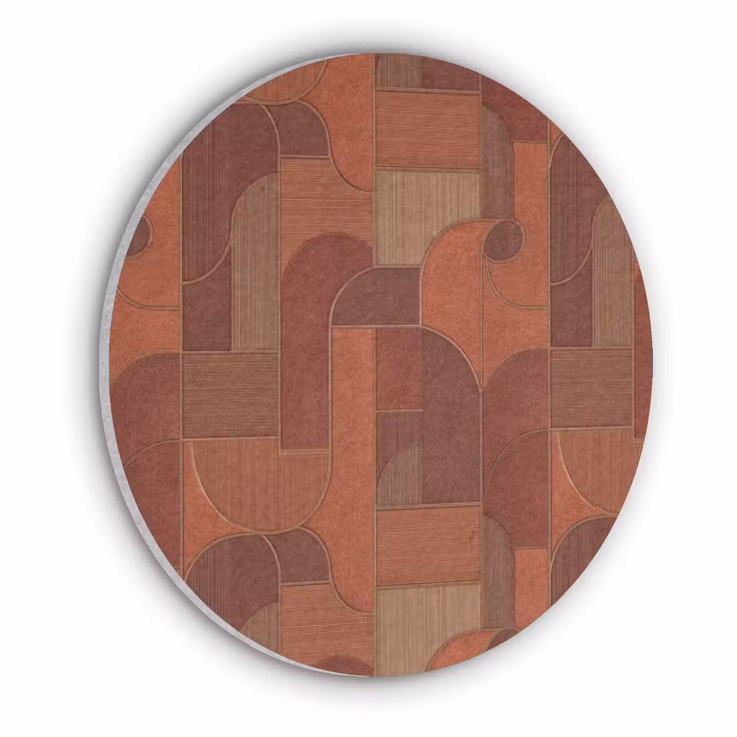 Geometrisch - Abstract - Textuur - Bruin Akoestische PET Vilt - Rond klein 838 -3d