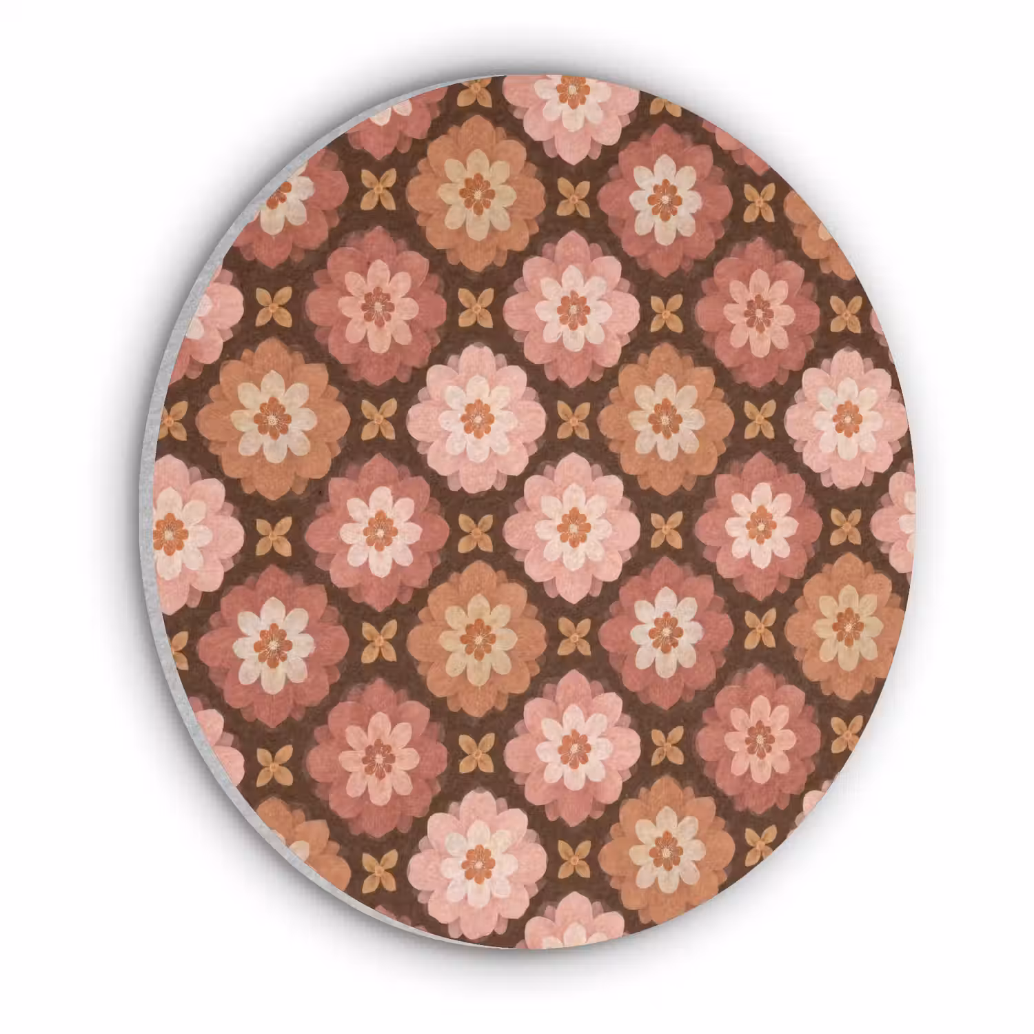 Geometrisch - Bloemen - Kleurrijk Akoestische PET Vilt - Rond klein 838 -3d