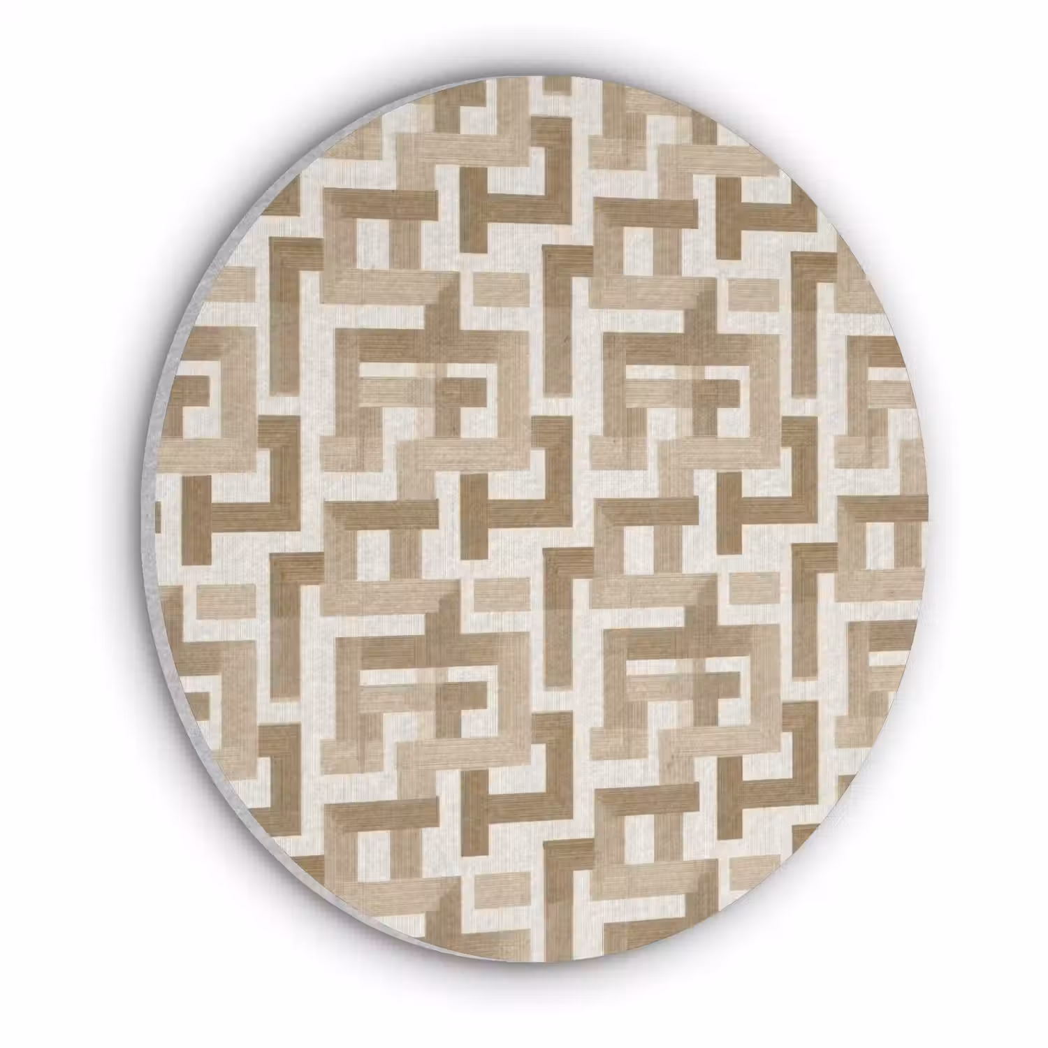 Geometrisch - Retro - Bruin Akoestische PET Vilt - Rond klein 838 -3d
