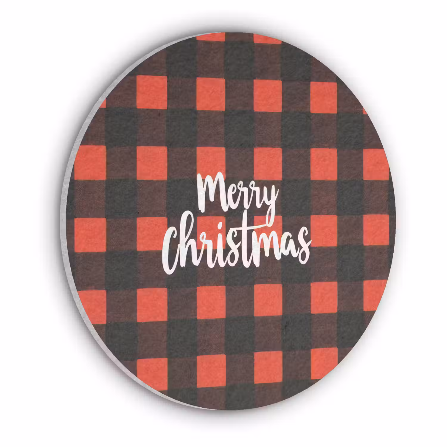 Geruit - Rood - Tekst - Christmas Akoestische PET Vilt - Rond klein -3d