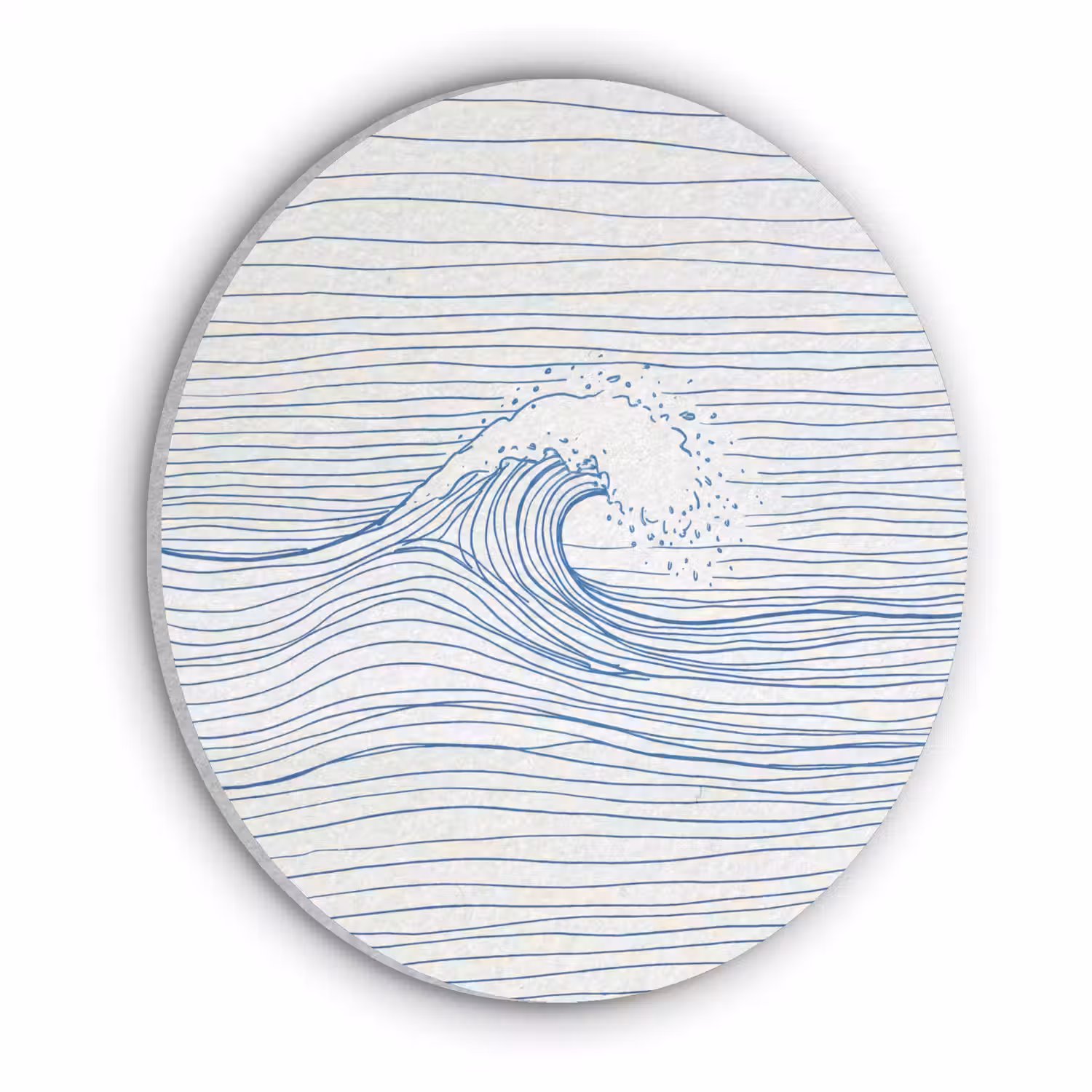 Golf - Brekende - Natuur - Minimalistisch - Blauw Akoestische PET Vilt - Rond klein -3d