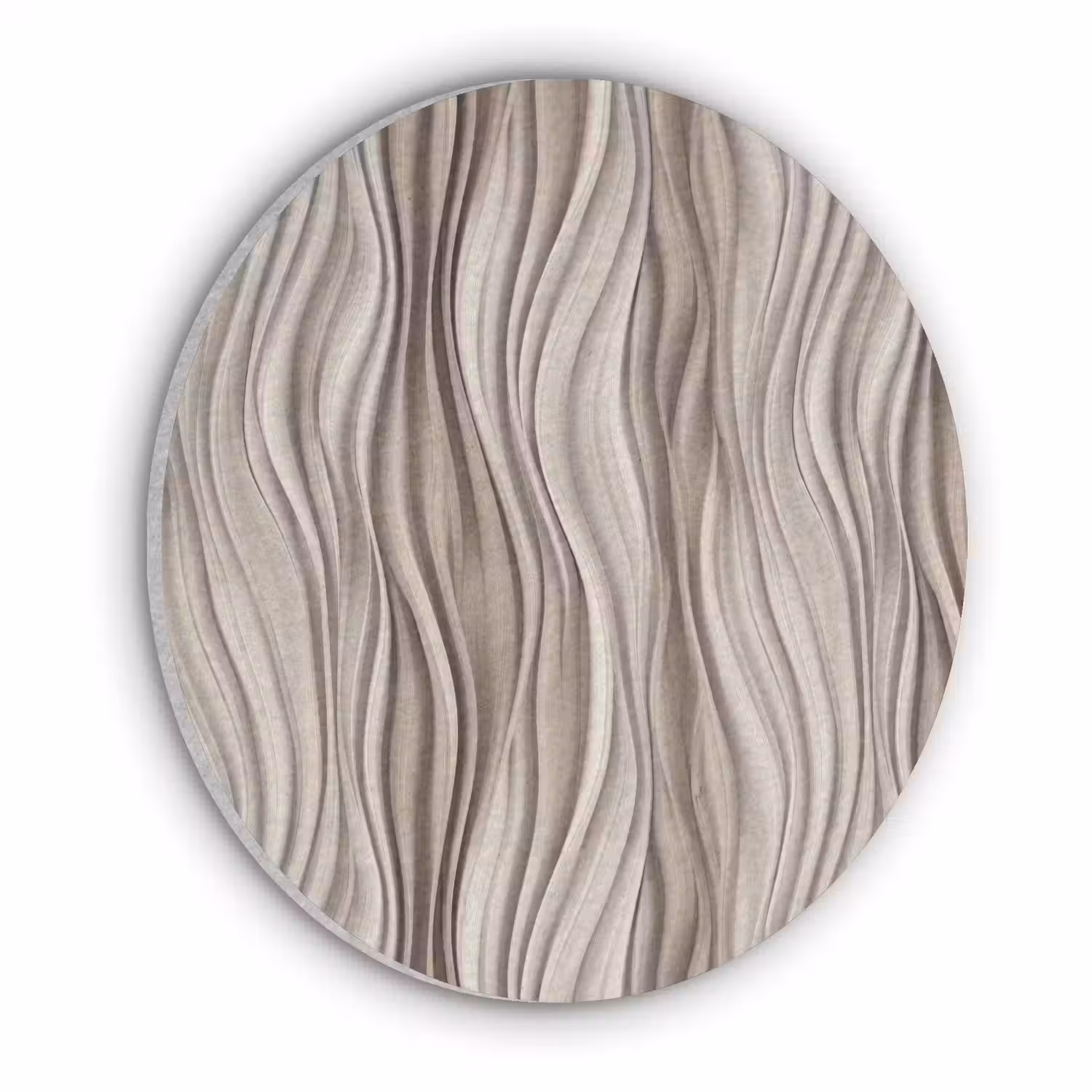 Golven - 3D - Crème Akoestische PET Vilt - Rond klein 838 -3d