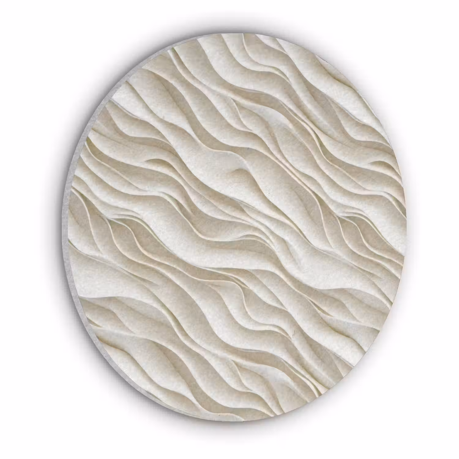 Golven - Wit - Minimalistisch Akoestische PET Vilt - Rond klein 838 -3d