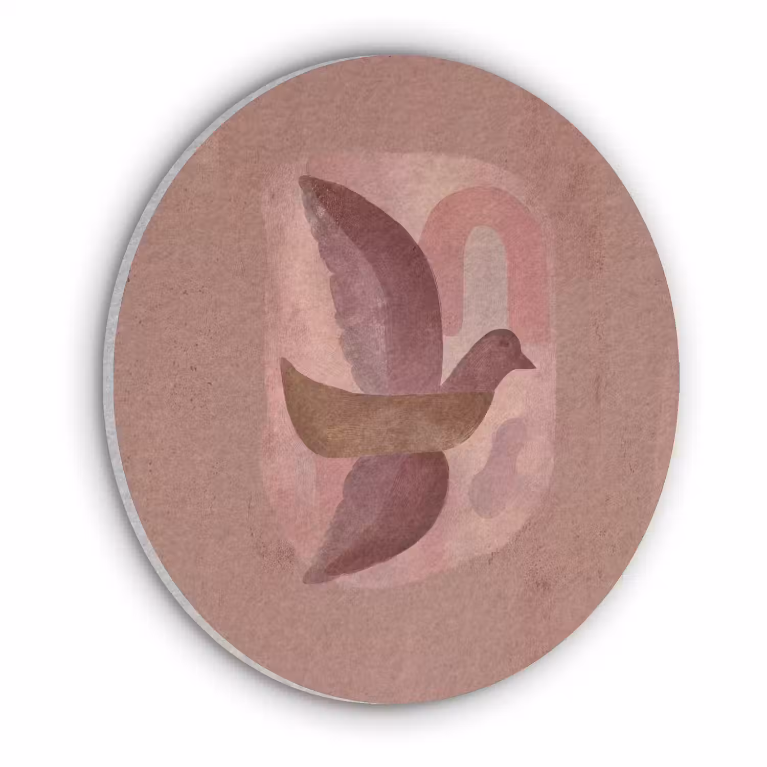 Illustratie - Vogels - Abstract - Roze Akoestische PET Vilt - Rond klein -3d