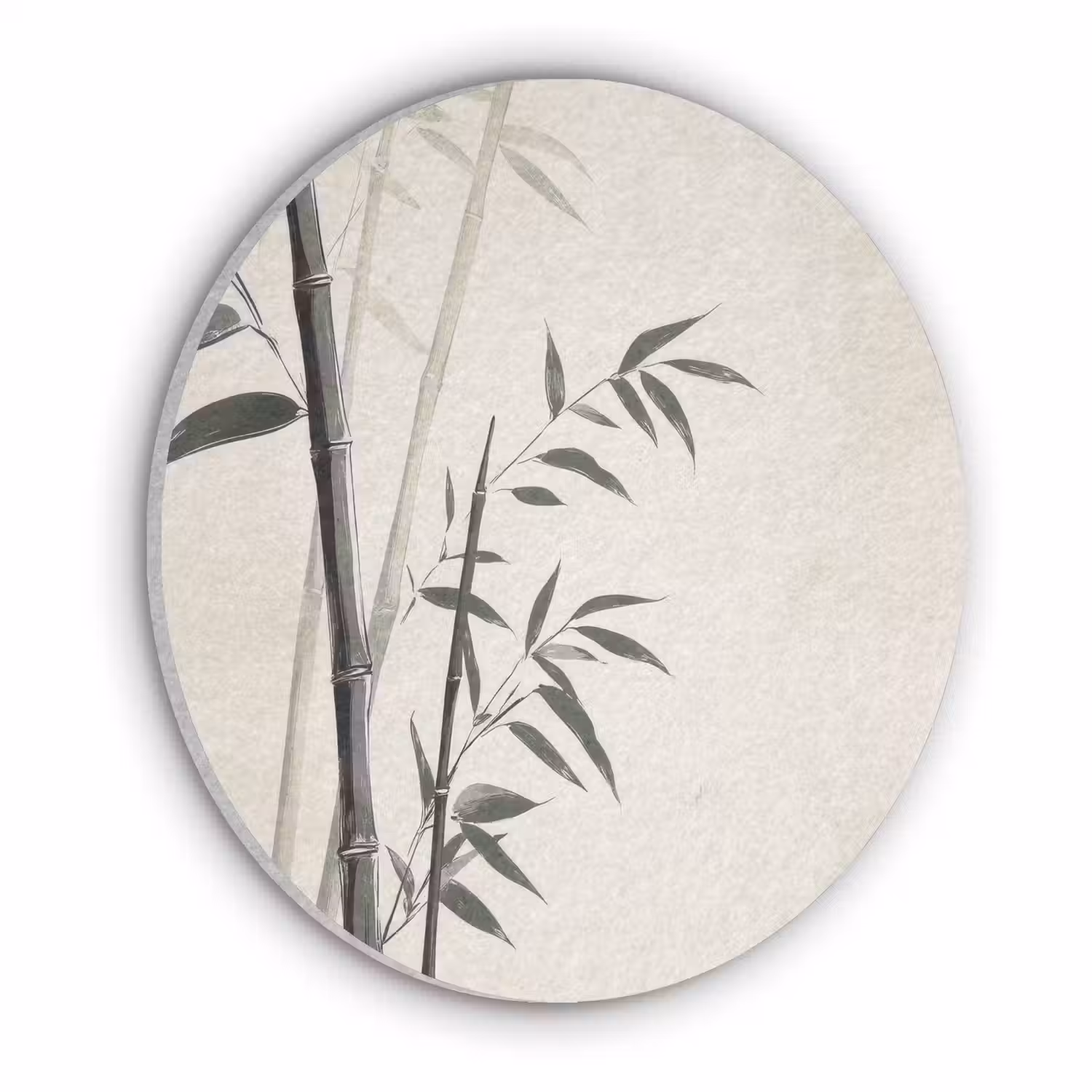 Japandi - Bamboe - Beige Akoestische PET Vilt - Rond klein -3d
