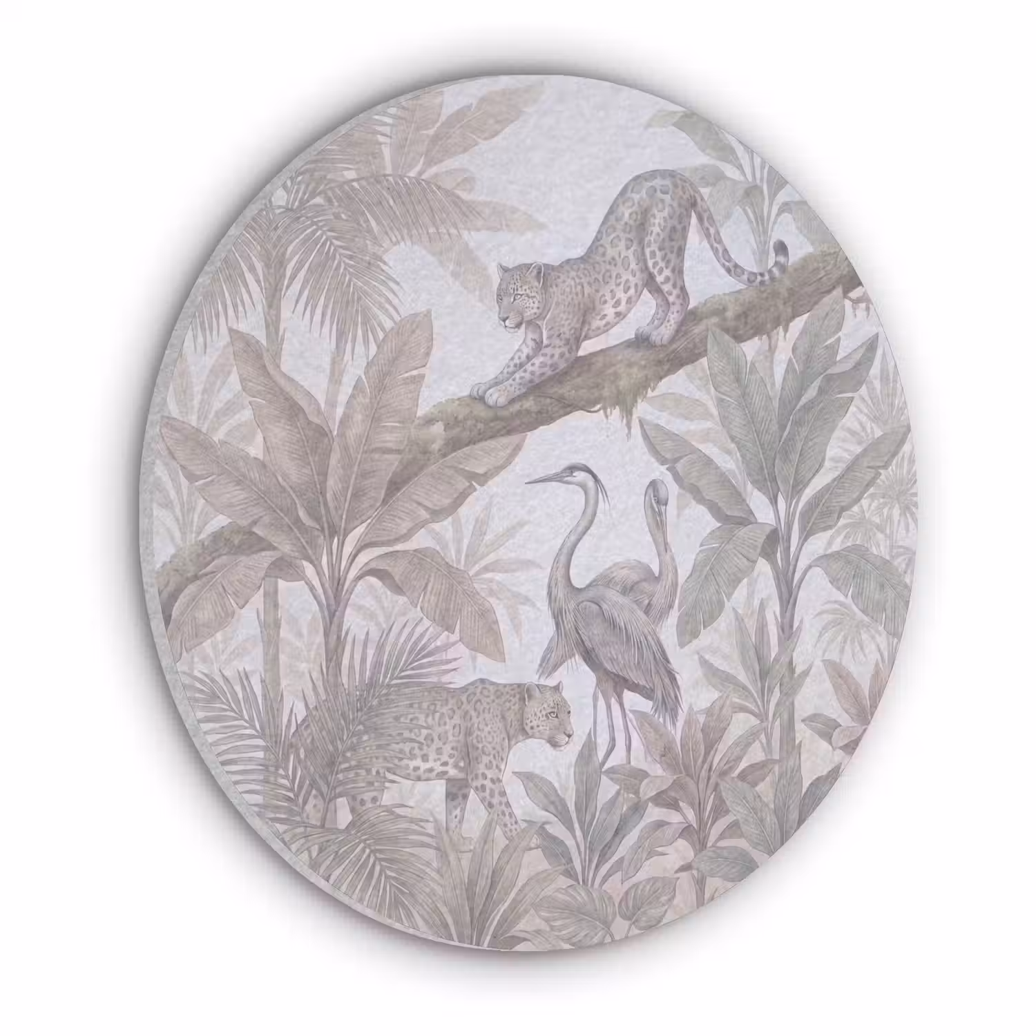 Kat - Vogel - Jungle - Illustratie - Dieren Akoestische PET Vilt - Rond klein -3d
