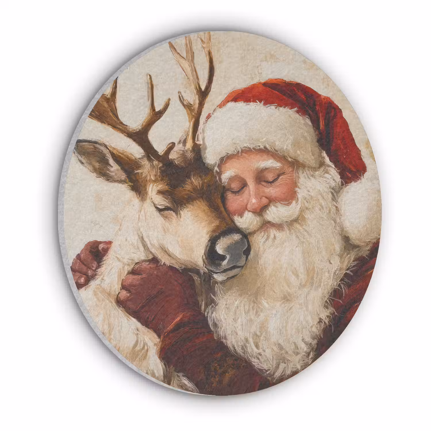 Kerstman - Rendier - Kerst - Christmas Akoestische PET Vilt - Rond klein -3d