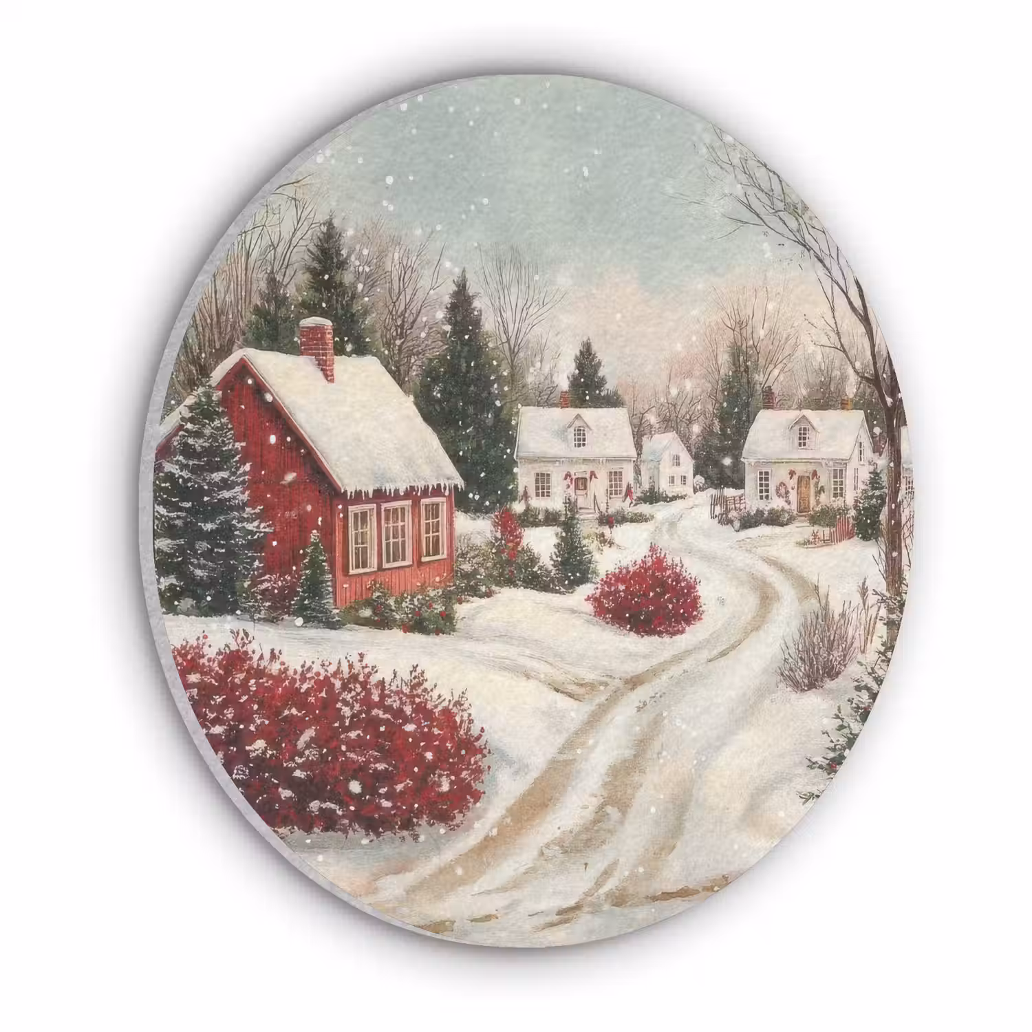 Kerstsfeer - Landelijk - Rood Akoestische PET Vilt - Rond klein -3d