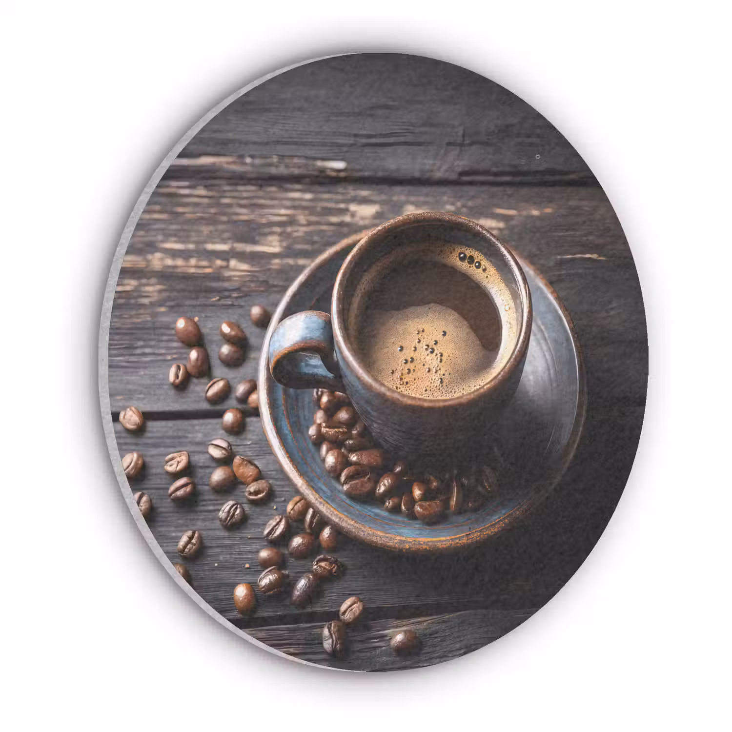Kop - Koffie - Hout - Bonen Akoestische PET Vilt - Rond klein -3d