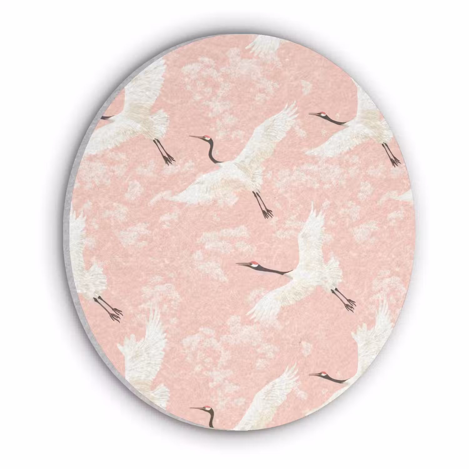 Kraanvogels - Bloesem - Roze Akoestische PET Vilt - Rond klein 838 -3d