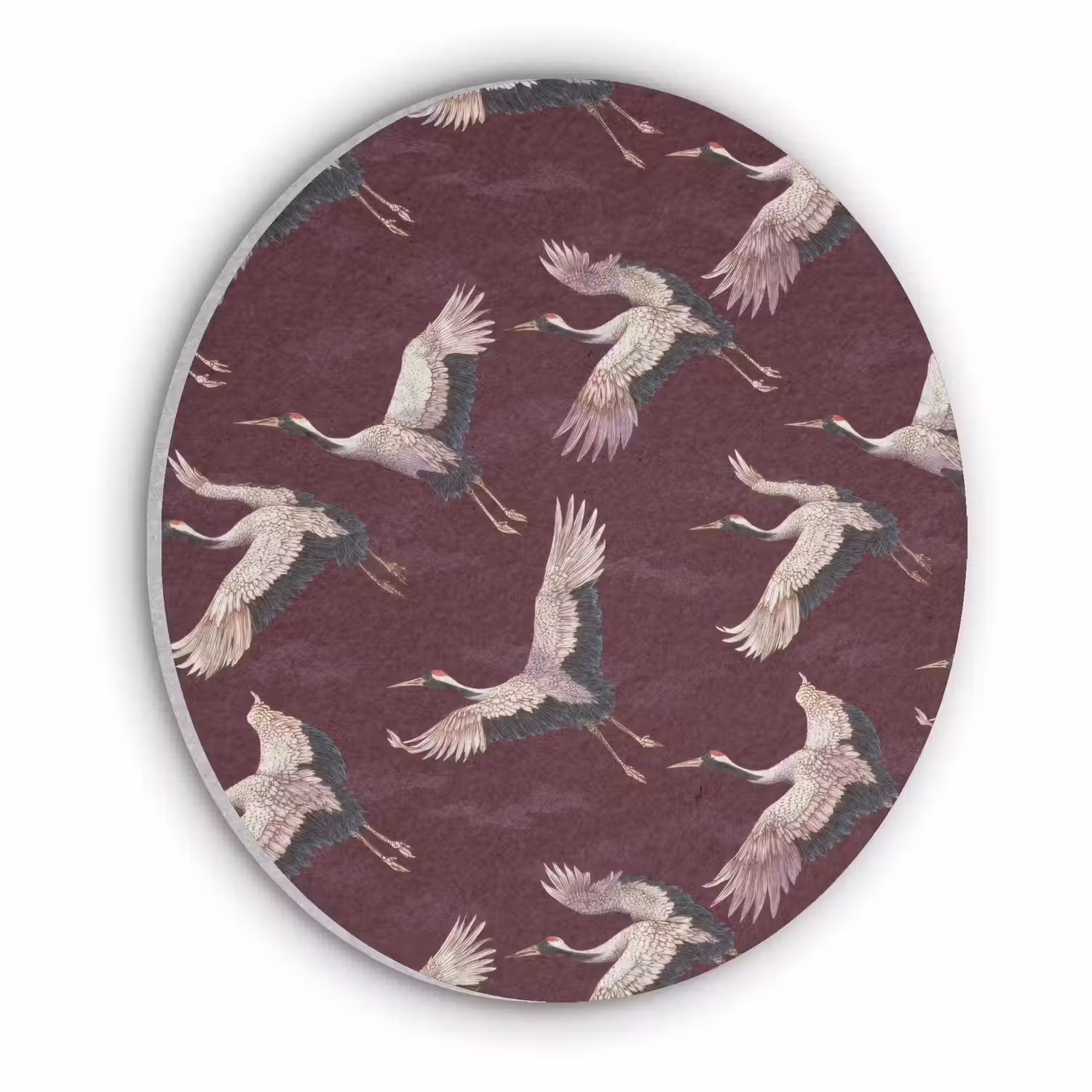 Kraanvogels - Klassiek - Bordeaux Akoestische PET Vilt - Rond klein 838 -3d
