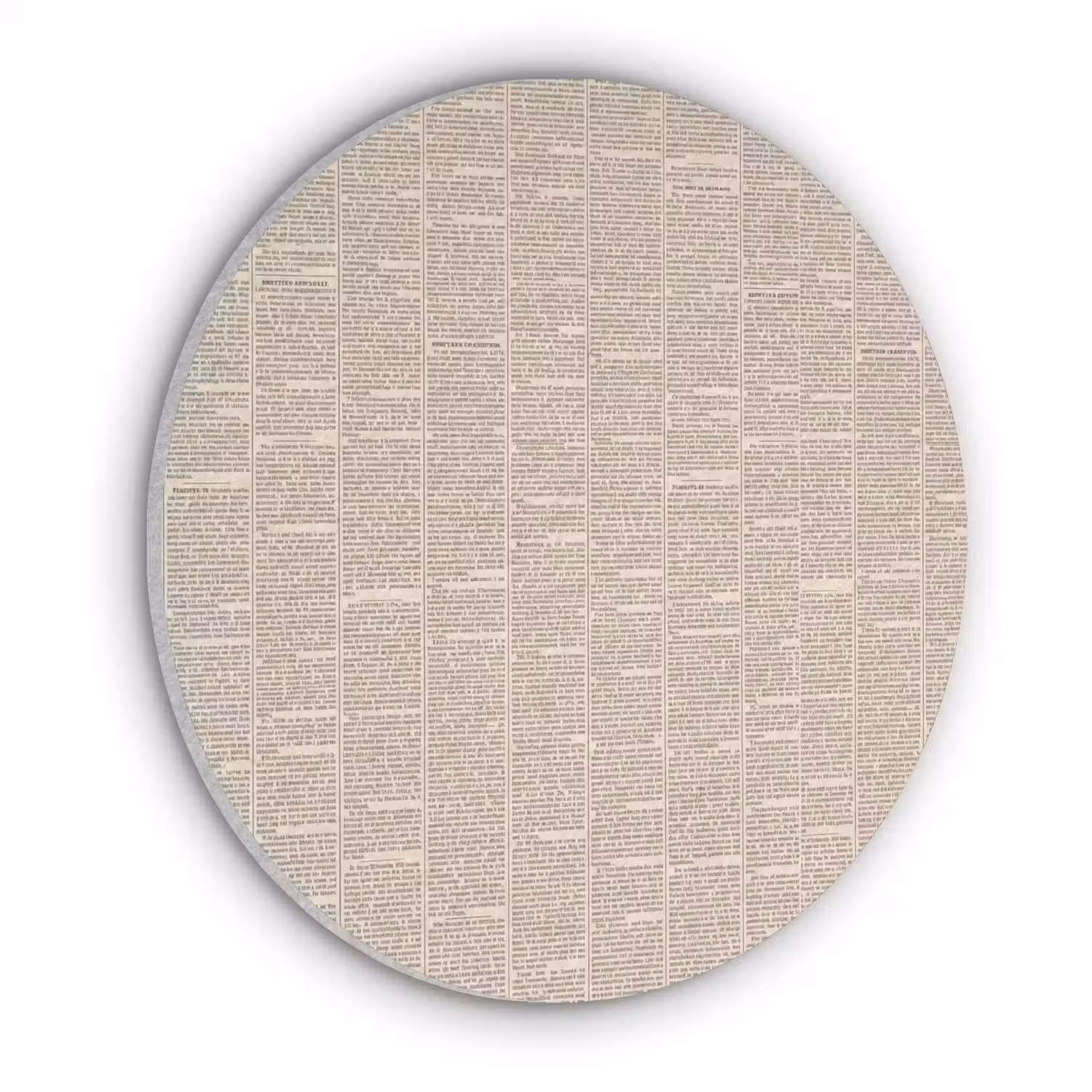 Krant - Nieuws - Historisch - Vintage - Beige Akoestische PET Vilt - Rond klein -3d