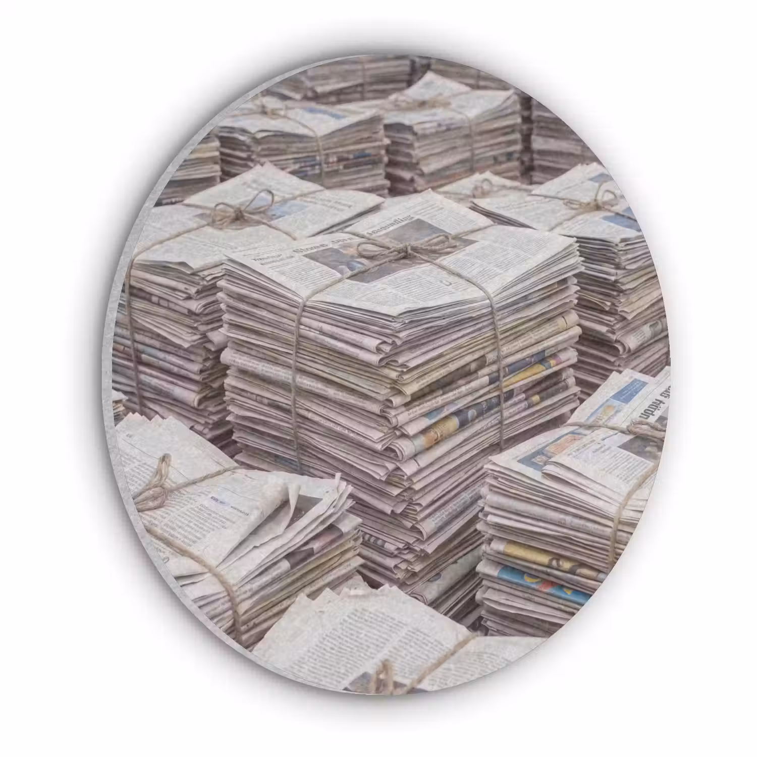 Kranten - Stapels - Touw - Informatie - Vintage Akoestische PET Vilt - Rond klein -3d