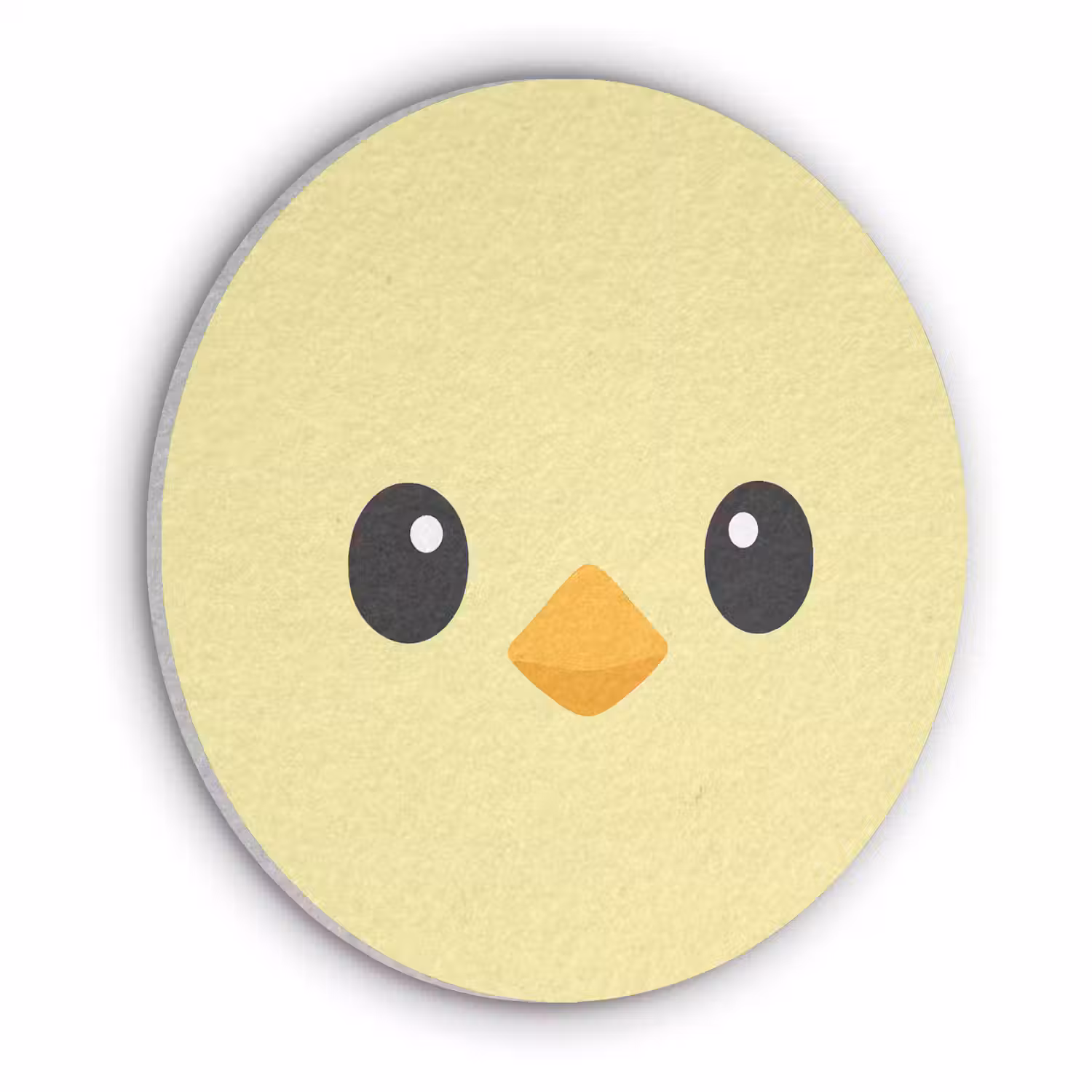 Kuiken - Vrolijk - Geel - Minimalistisch Akoestische PET Vilt - Rond klein -3d