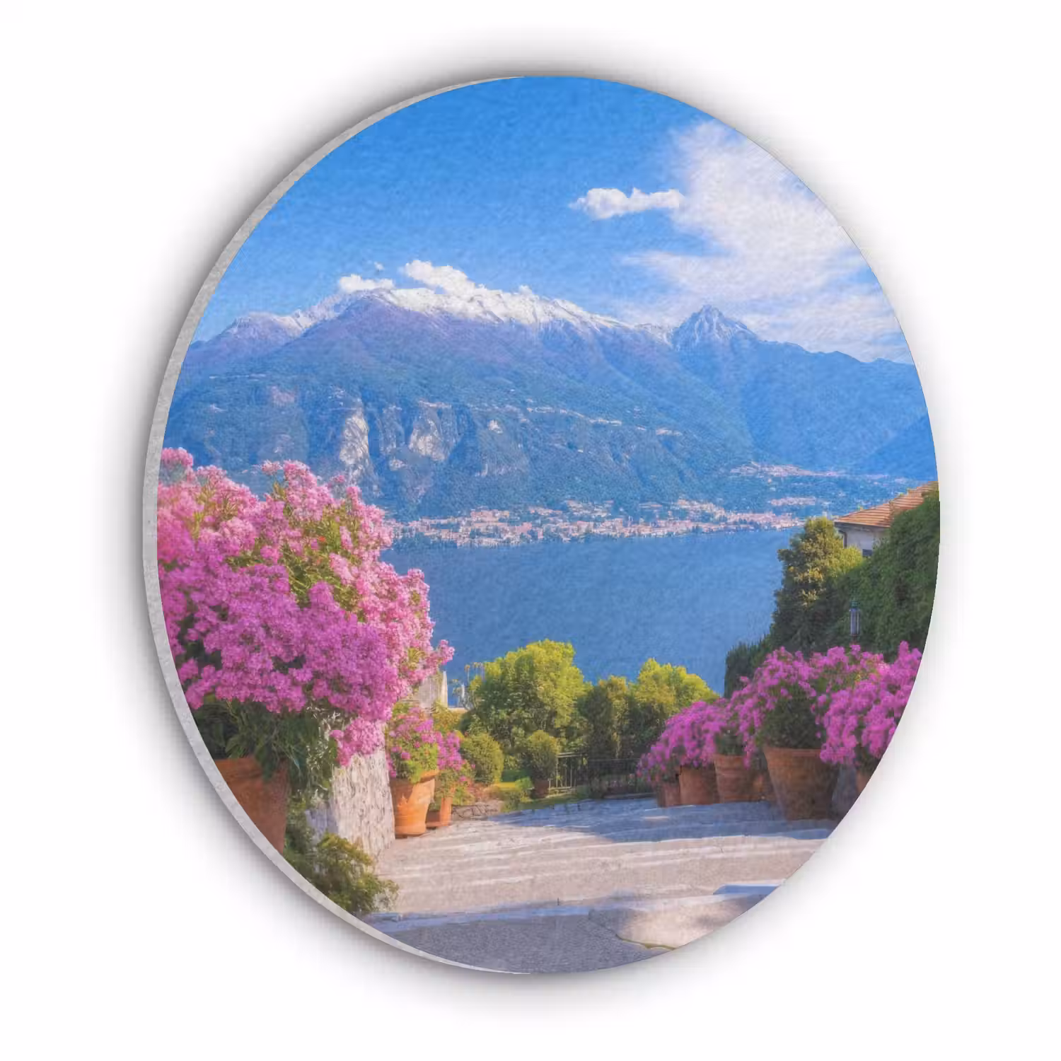 Lake Como - Italië - Landschap Akoestische PET Vilt - Rond klein -3d