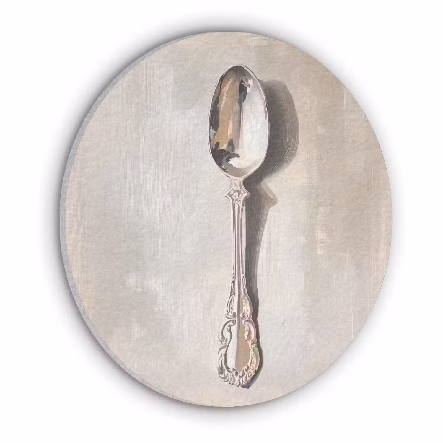 Lepel - Verf - Zilver Akoestische PET Vilt - Rond klein -3d