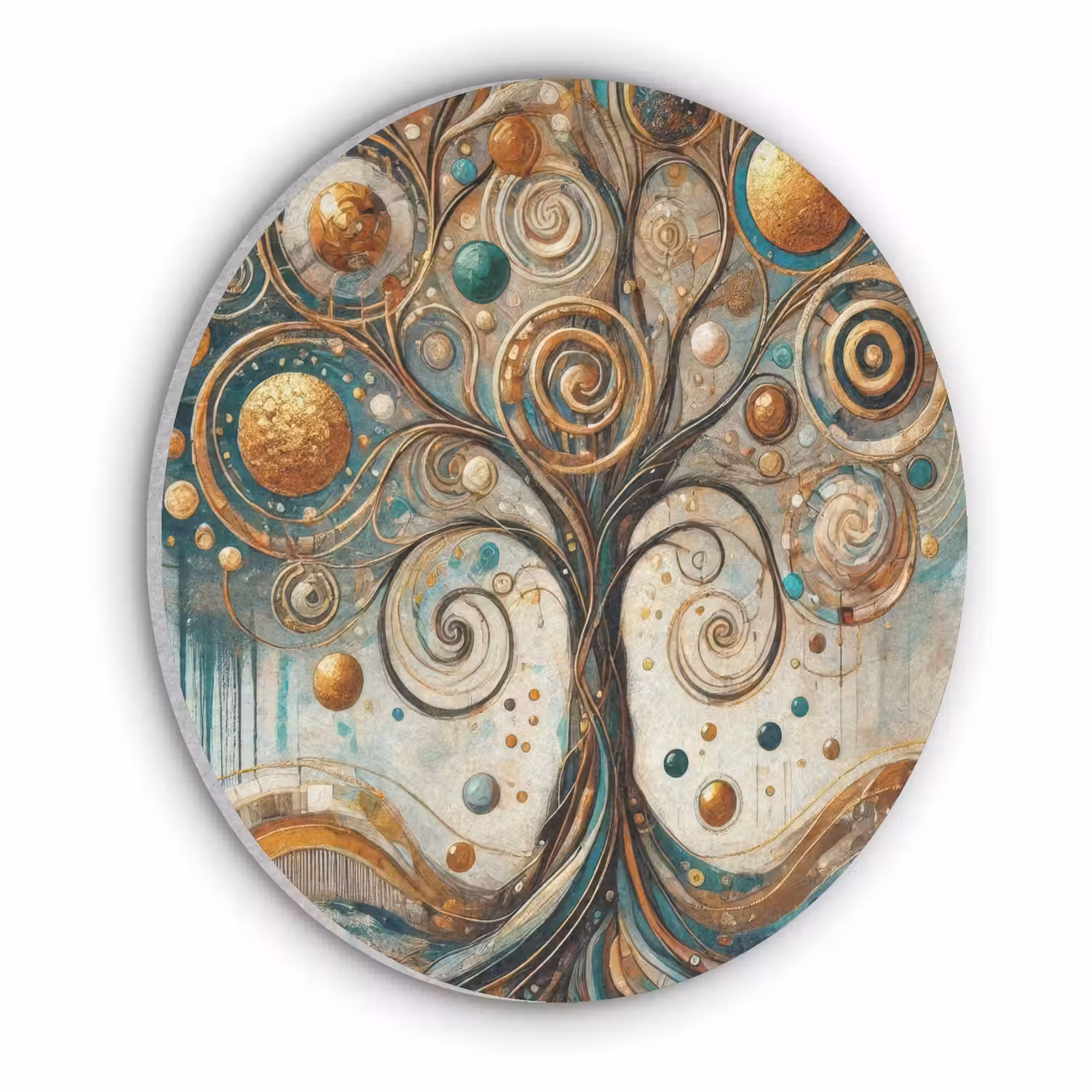 Levensboom - Boom - Abstract - Modern Akoestische PET Vilt - Rond klein -3d