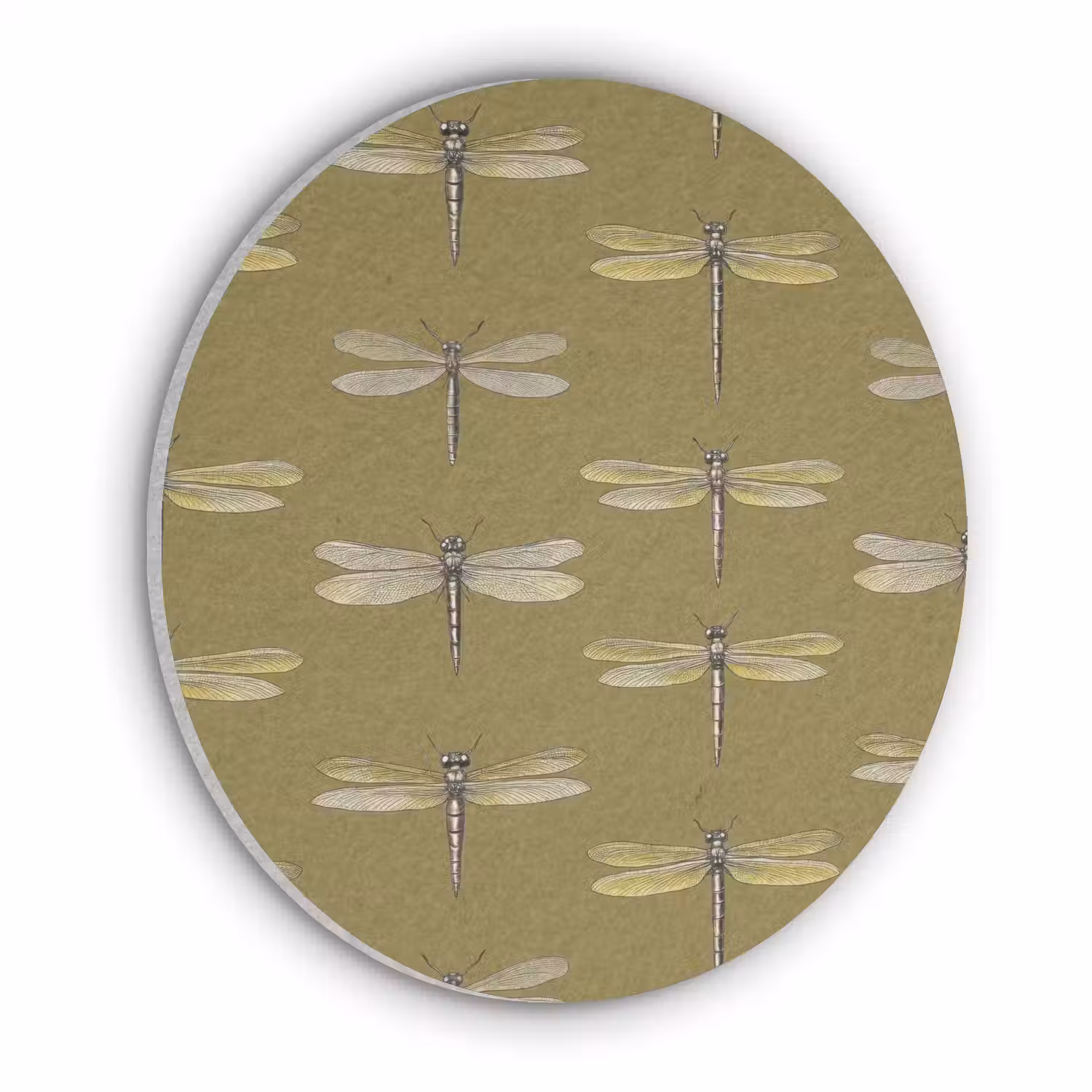Libellen - Patroon - Groen Akoestische PET Vilt - Rond klein 838 -3d
