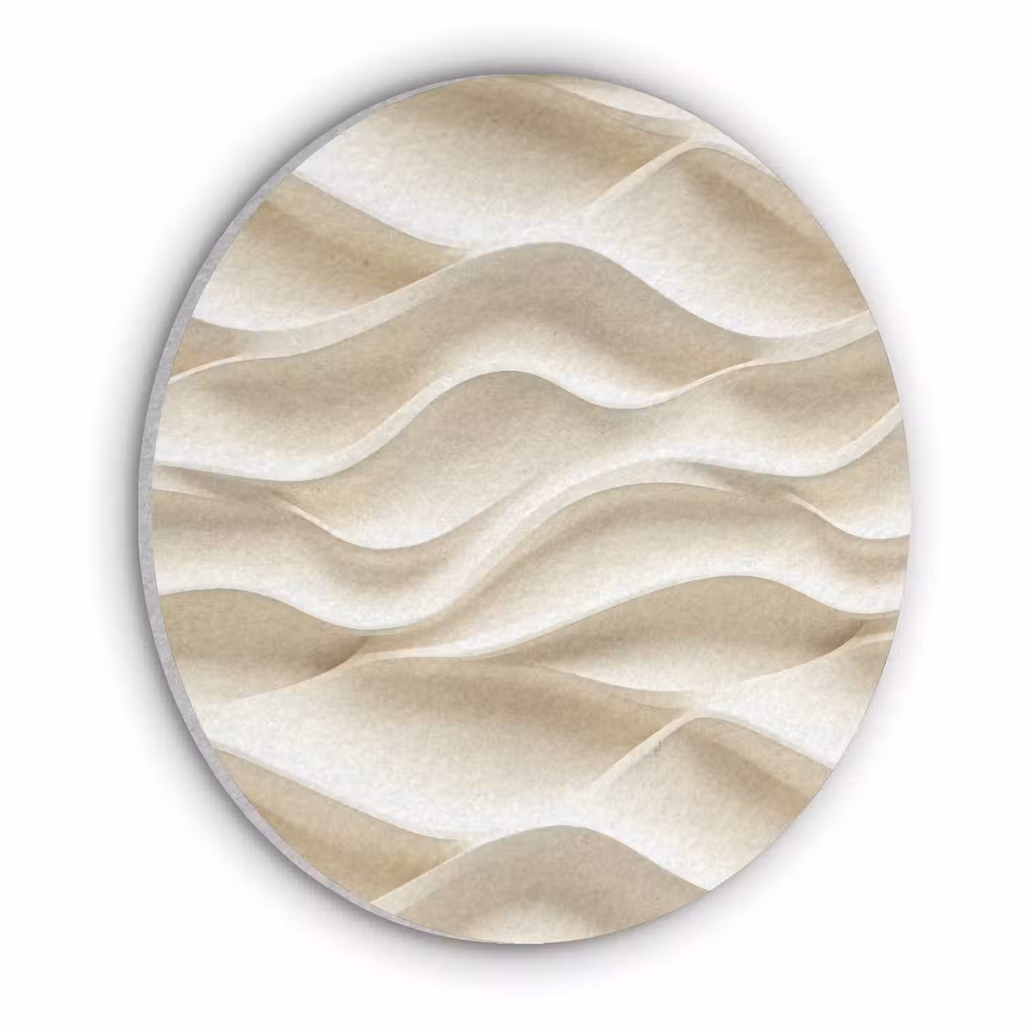 Lijnen - Golvend - Crème Akoestische PET Vilt - Rond klein 838 -3d