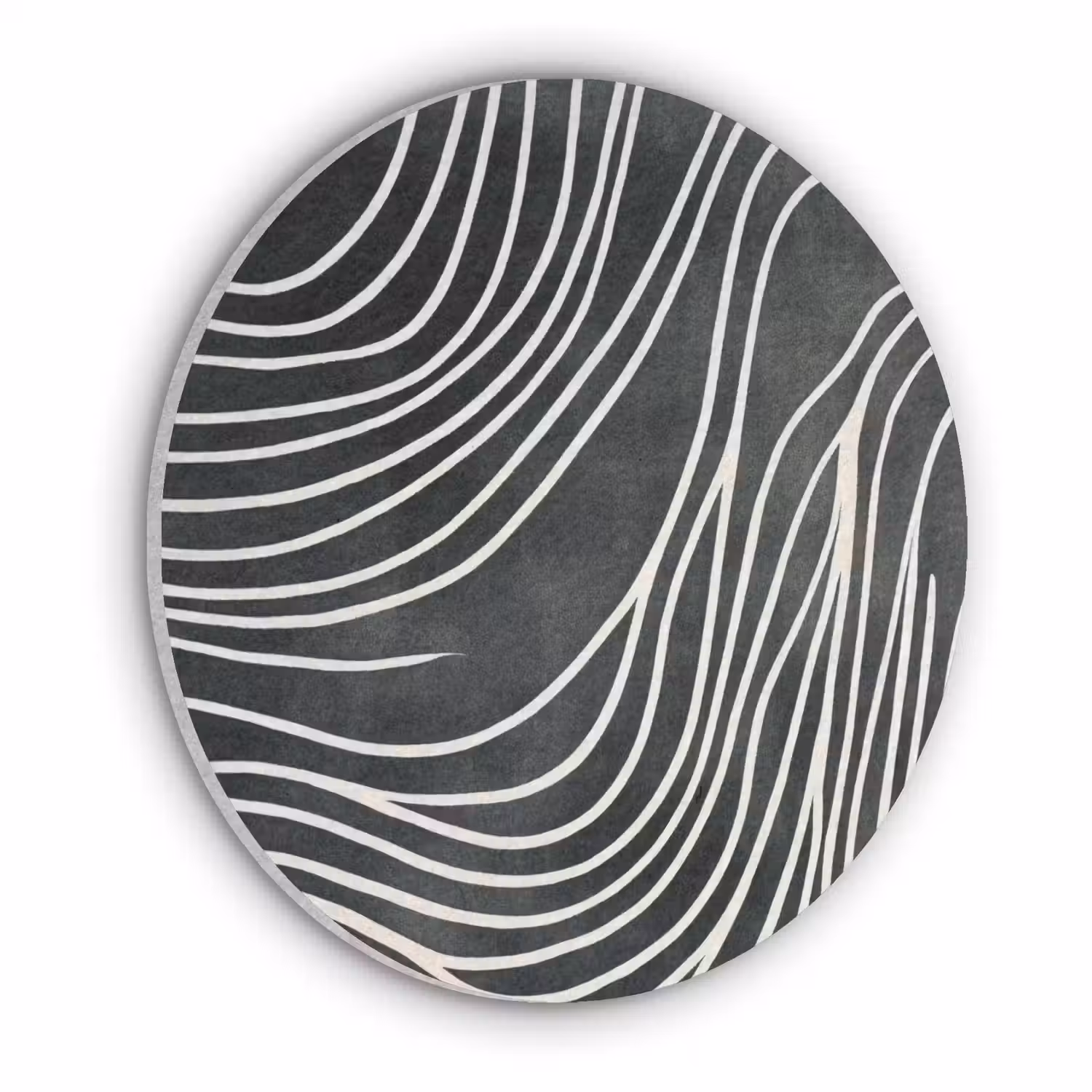 Lijnen - Patroon - Abstract - Wit Akoestische PET Vilt - Rond klein -3d
