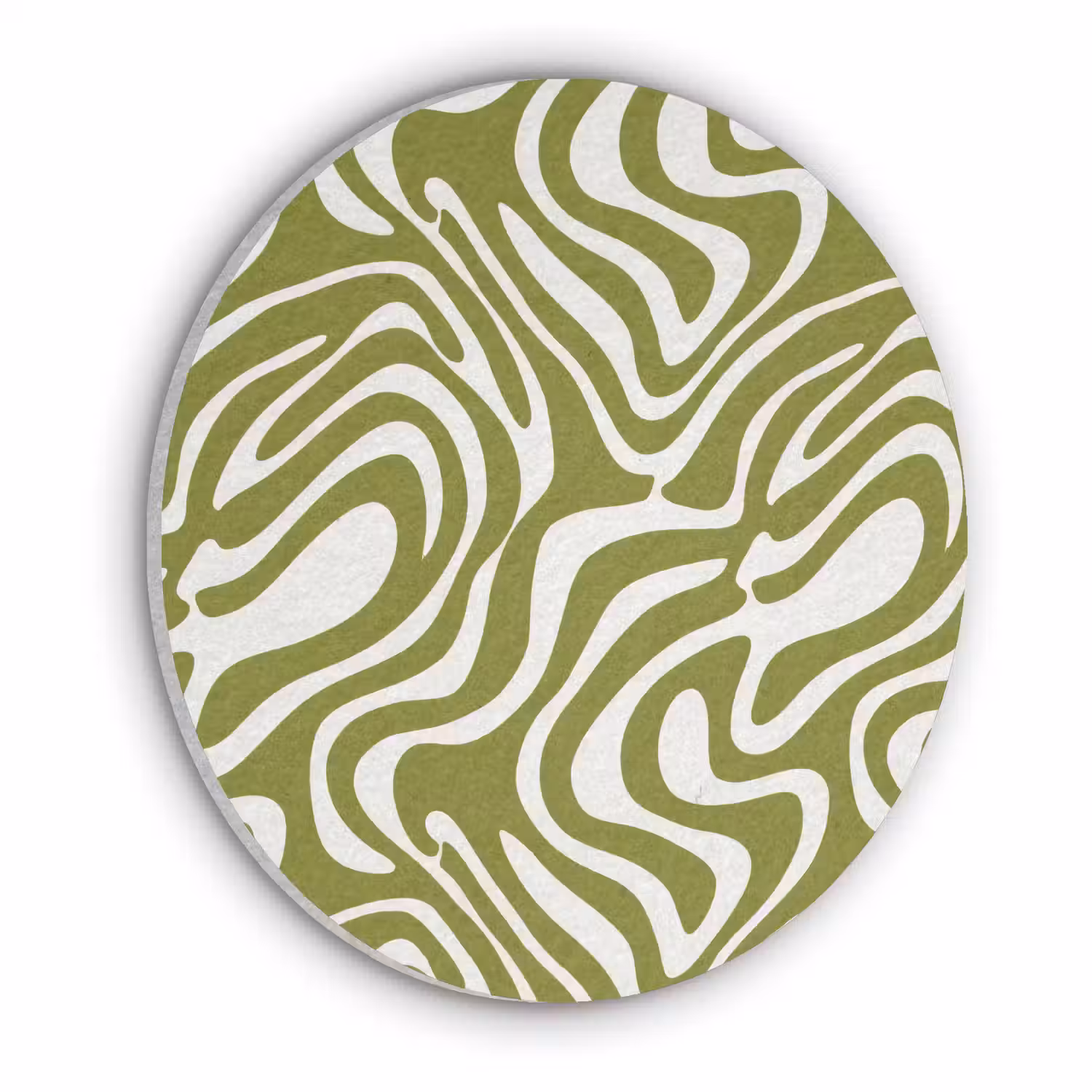 Lijnpatroon - Groen - Organisch Akoestische PET Vilt - Rond klein 838 -3d
