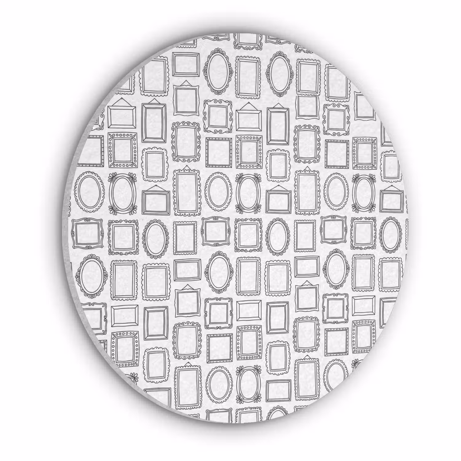 Lijsten - Patroon - Decoratie - Schets - Zwart-wit Akoestische PET Vilt - Rond klein -3d