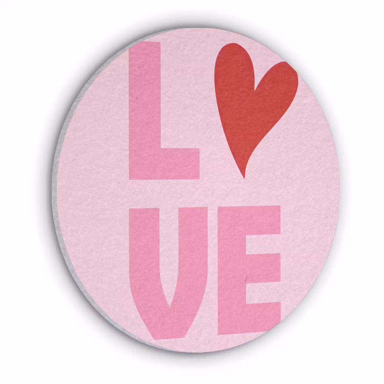 Love - Roze - Hart - Valentijn Akoestische PET Vilt - Rond klein -3d