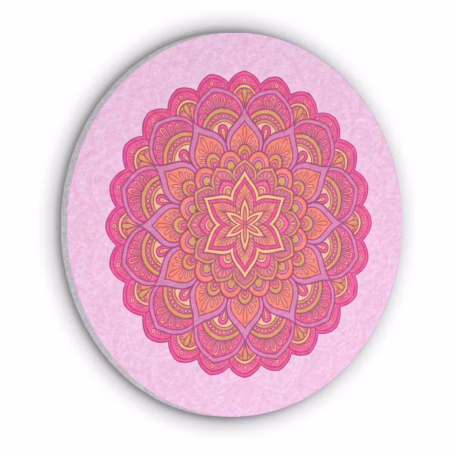 Mandala - Cirkel - Spiritueel - Oosters - Roze Akoestische PET Vilt - Rond klein -3d