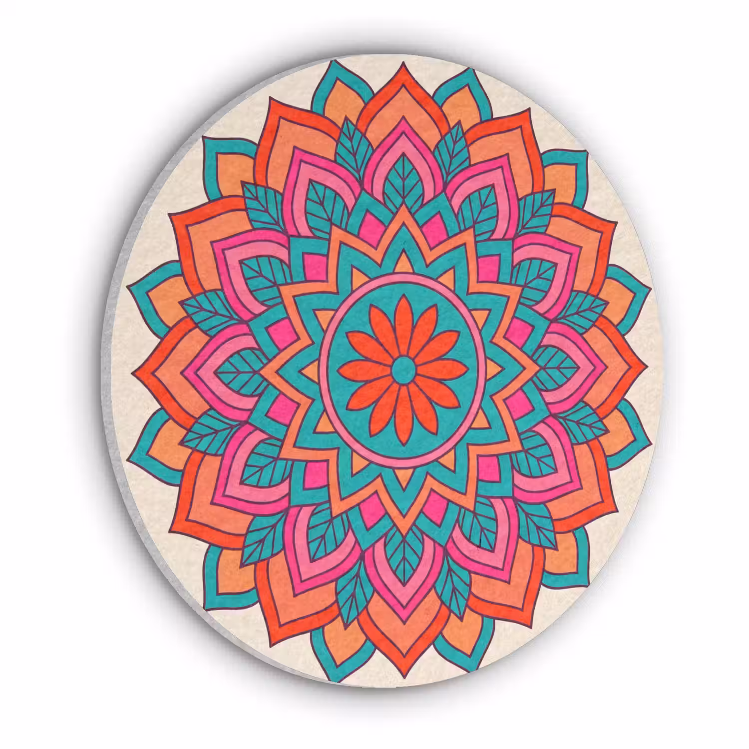 Mandala - Patroon - Abstract - Kleurrijk - Modern Akoestische PET Vilt - Rond klein -3d
